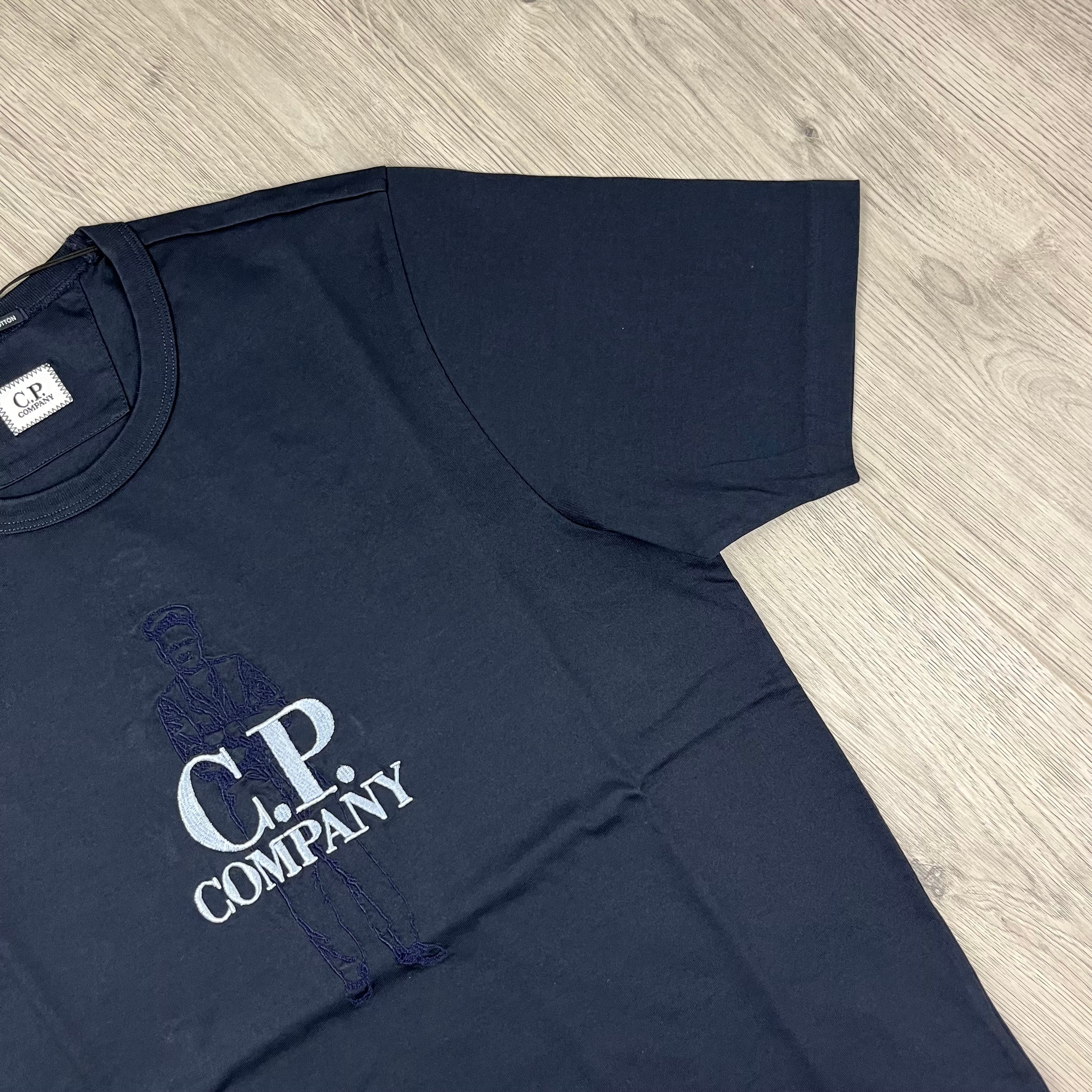 CP Company 30/ Mercerized Cotton British Sailor T-Shirt in Total Eclipse. On sale at Open Attire.