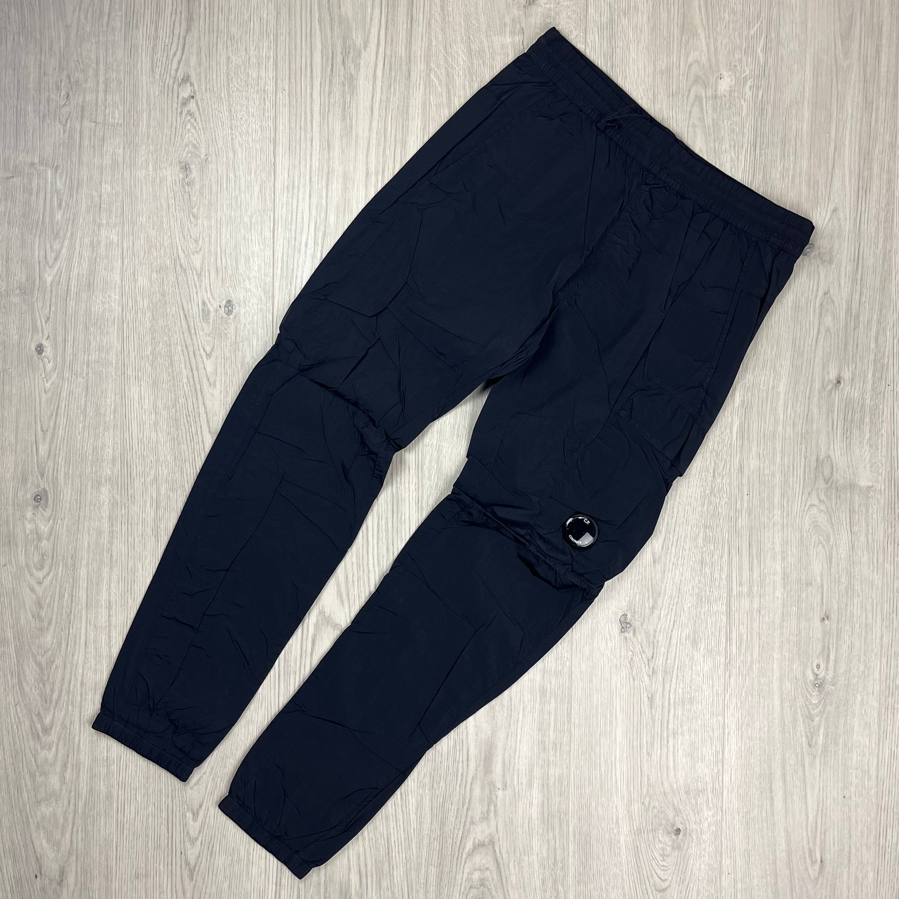 CP Company Chrome-R Cargo Trousers in Total Eclipse Navy Blue. On sale at Open Attire.