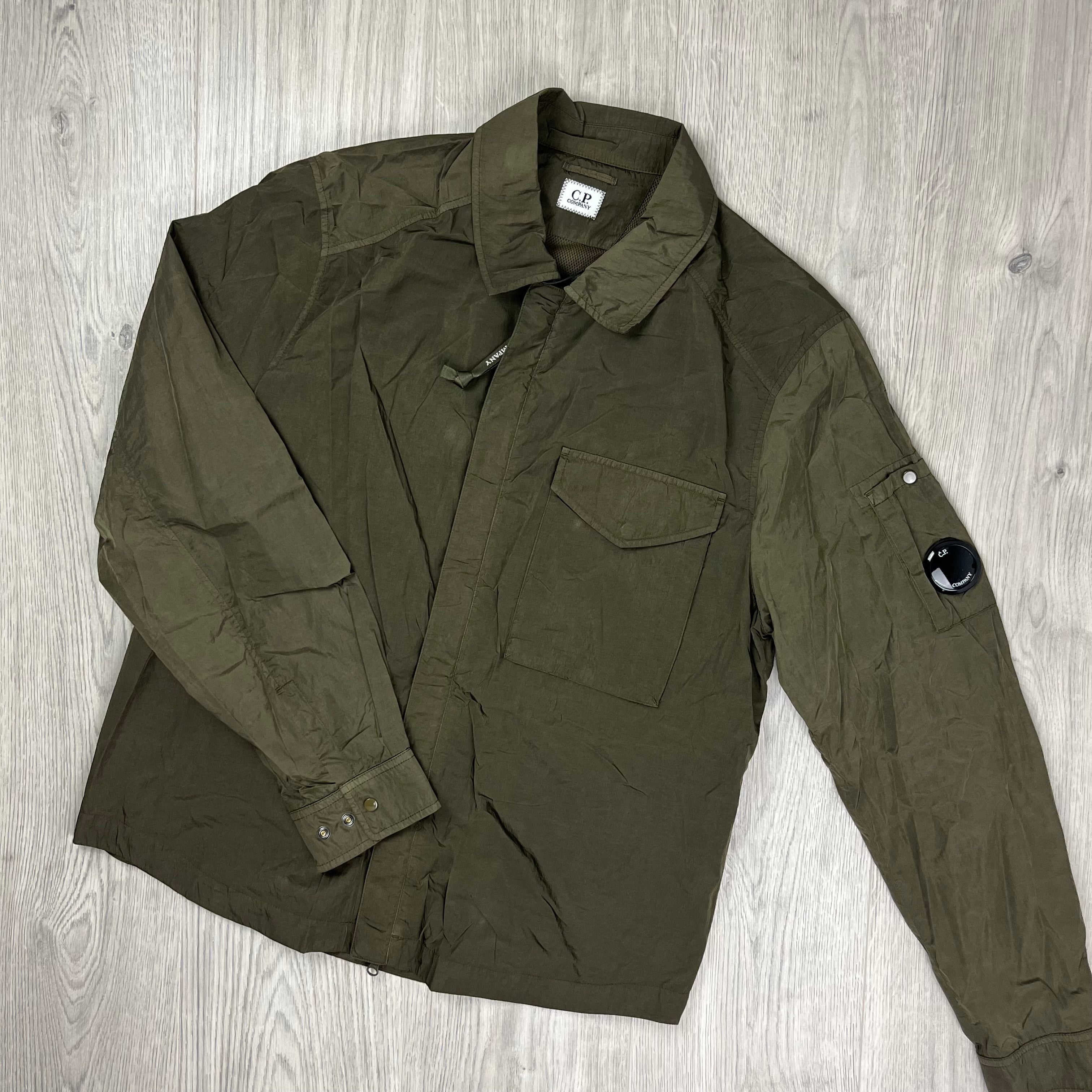 CP Company Chrome-R Overshirt in Ivy Green. On sale at Open Attire.