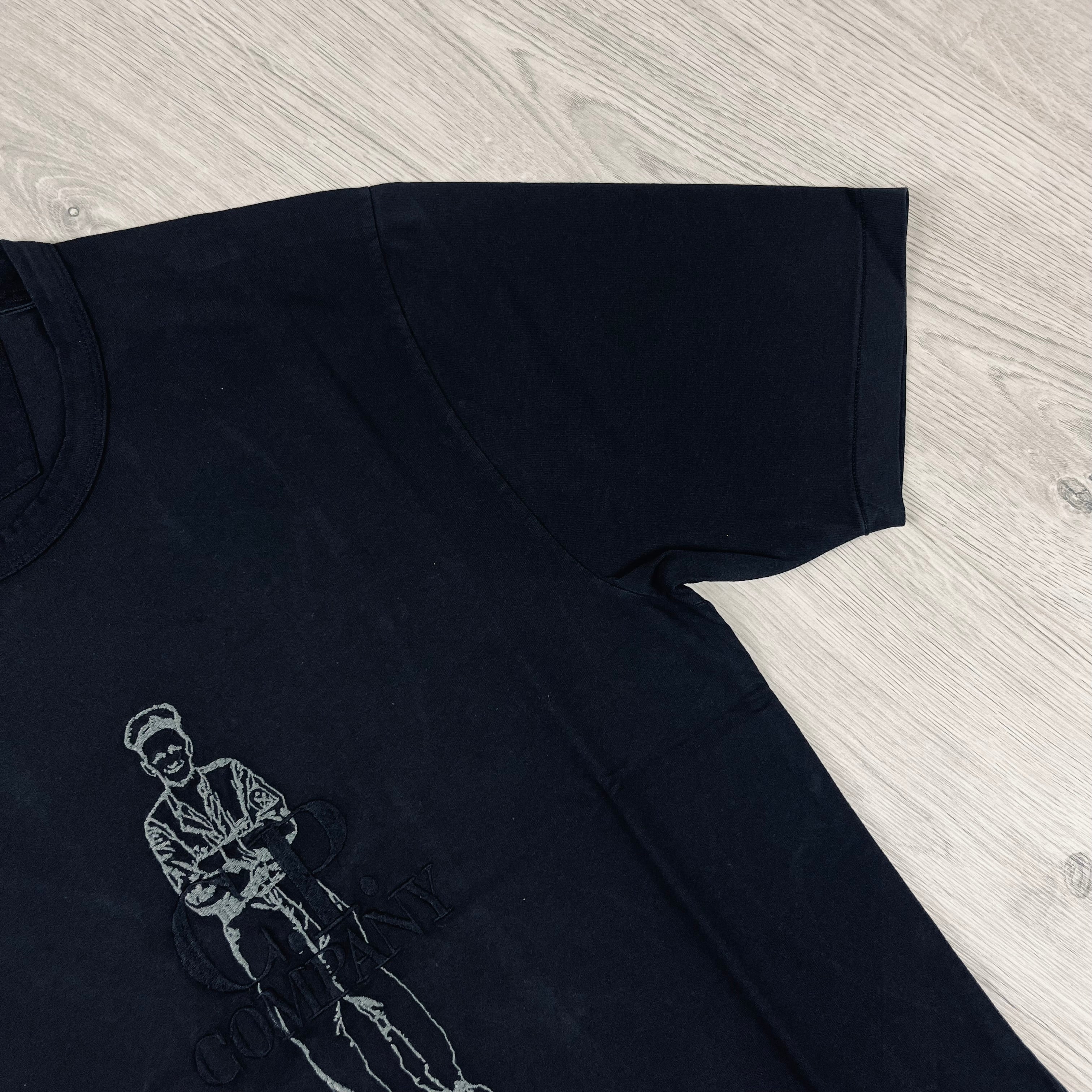 CP Company 1020 Embroidered T-Shirt in Black. On sale at Open Attire.