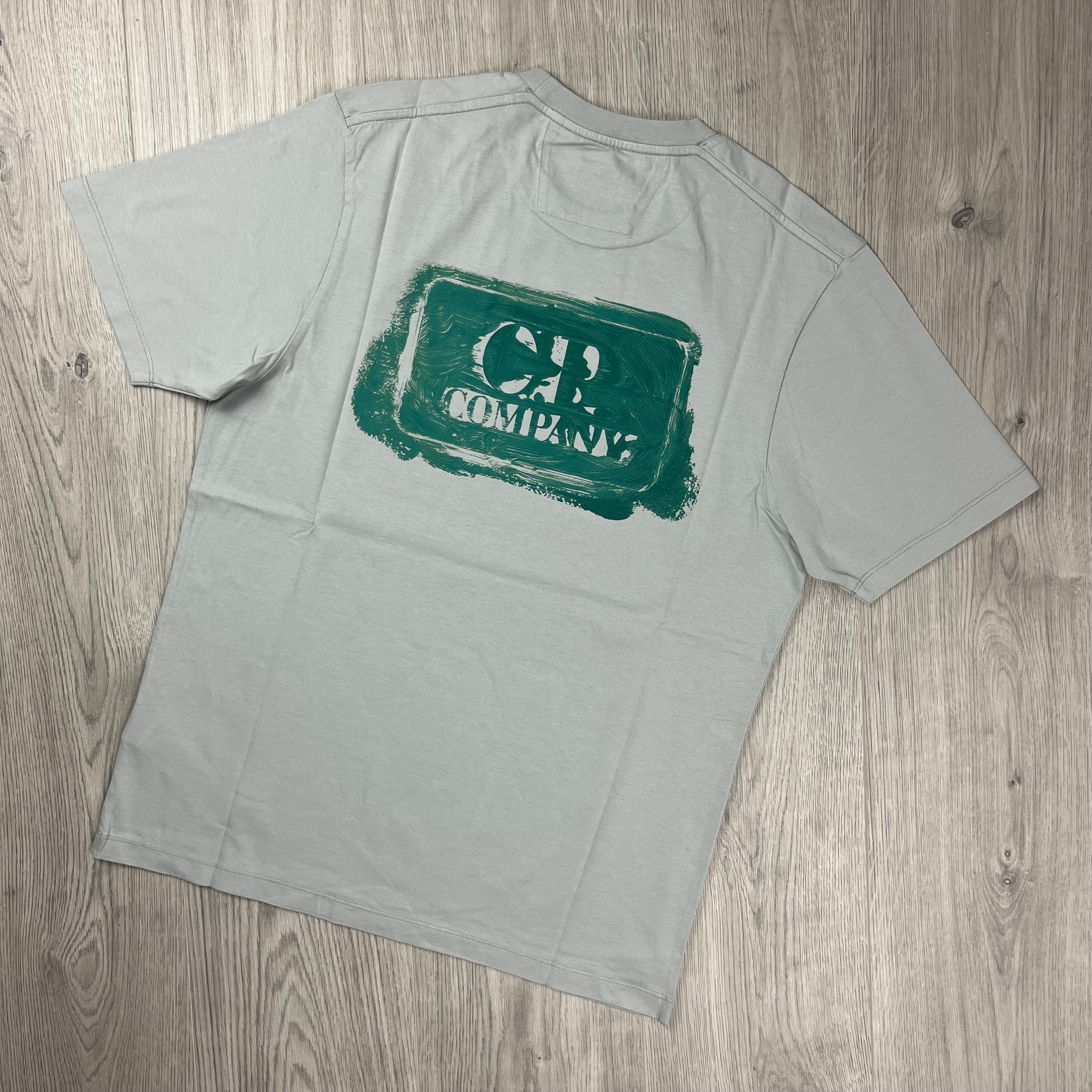CP Company Logo T-Shirt in Blue Fox. On sale at Open Attire.