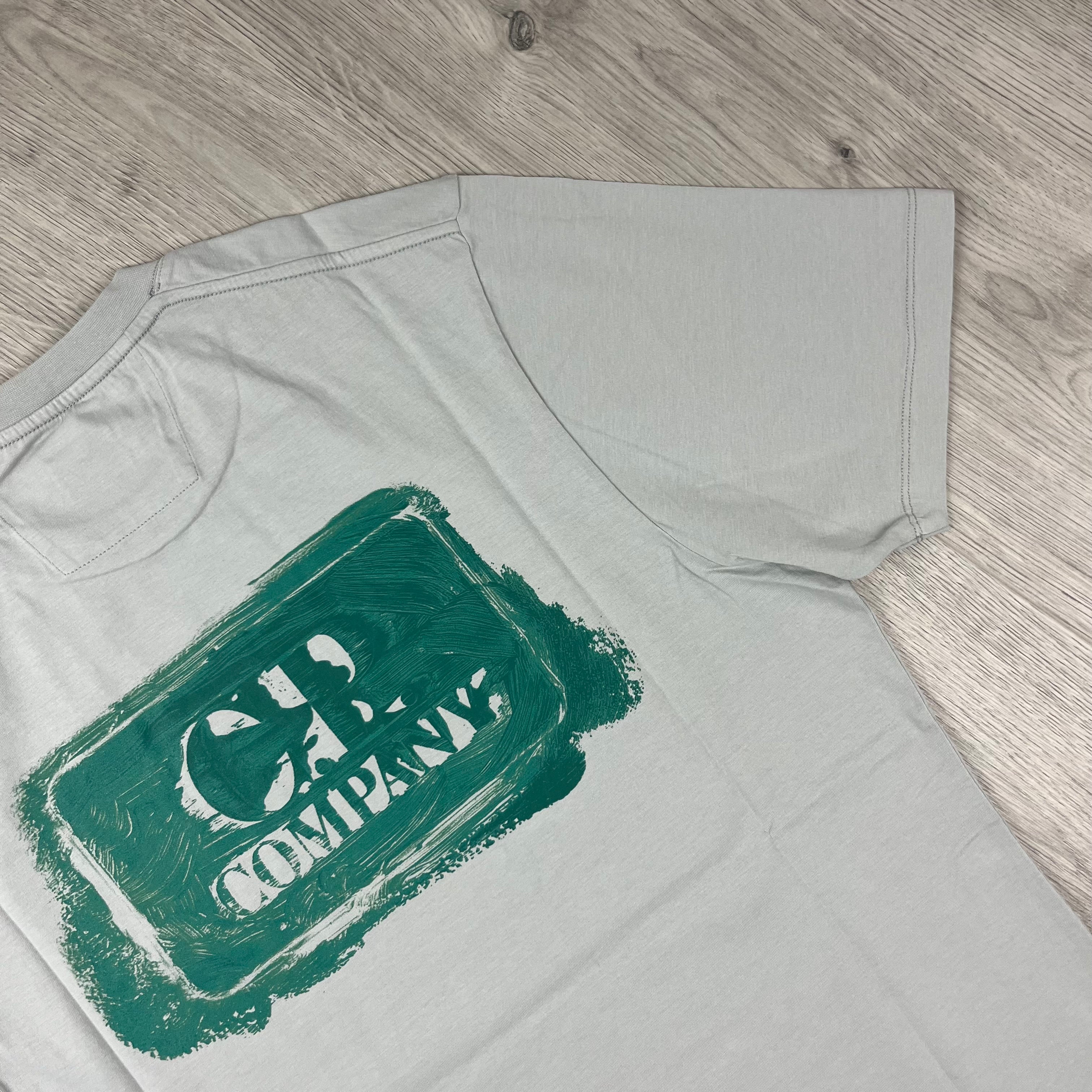 CP Company Logo T-Shirt in Blue Fox. On sale at Open Attire.