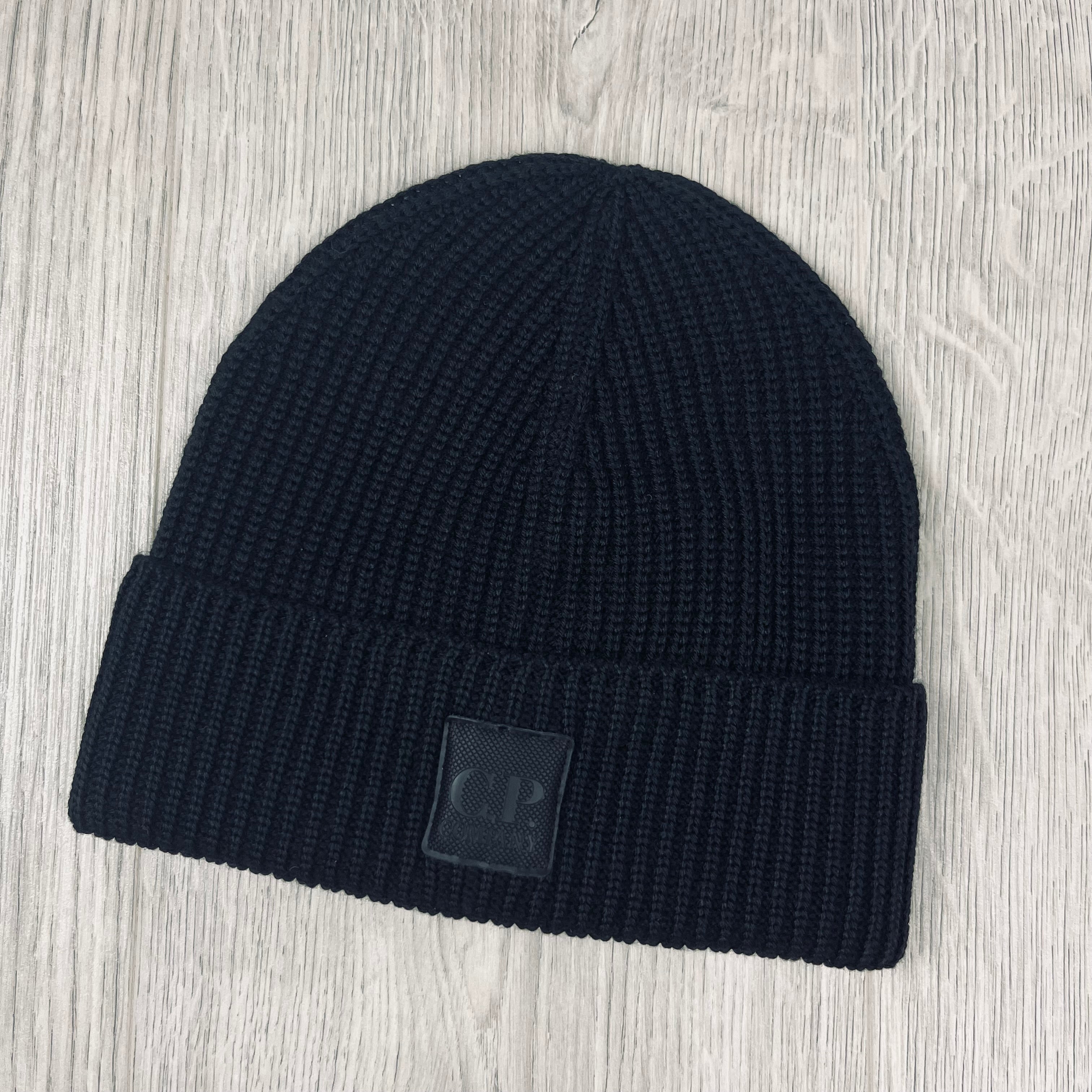 Men's CP Company Metropolis Beanie in Black. On sale at Open Attire.