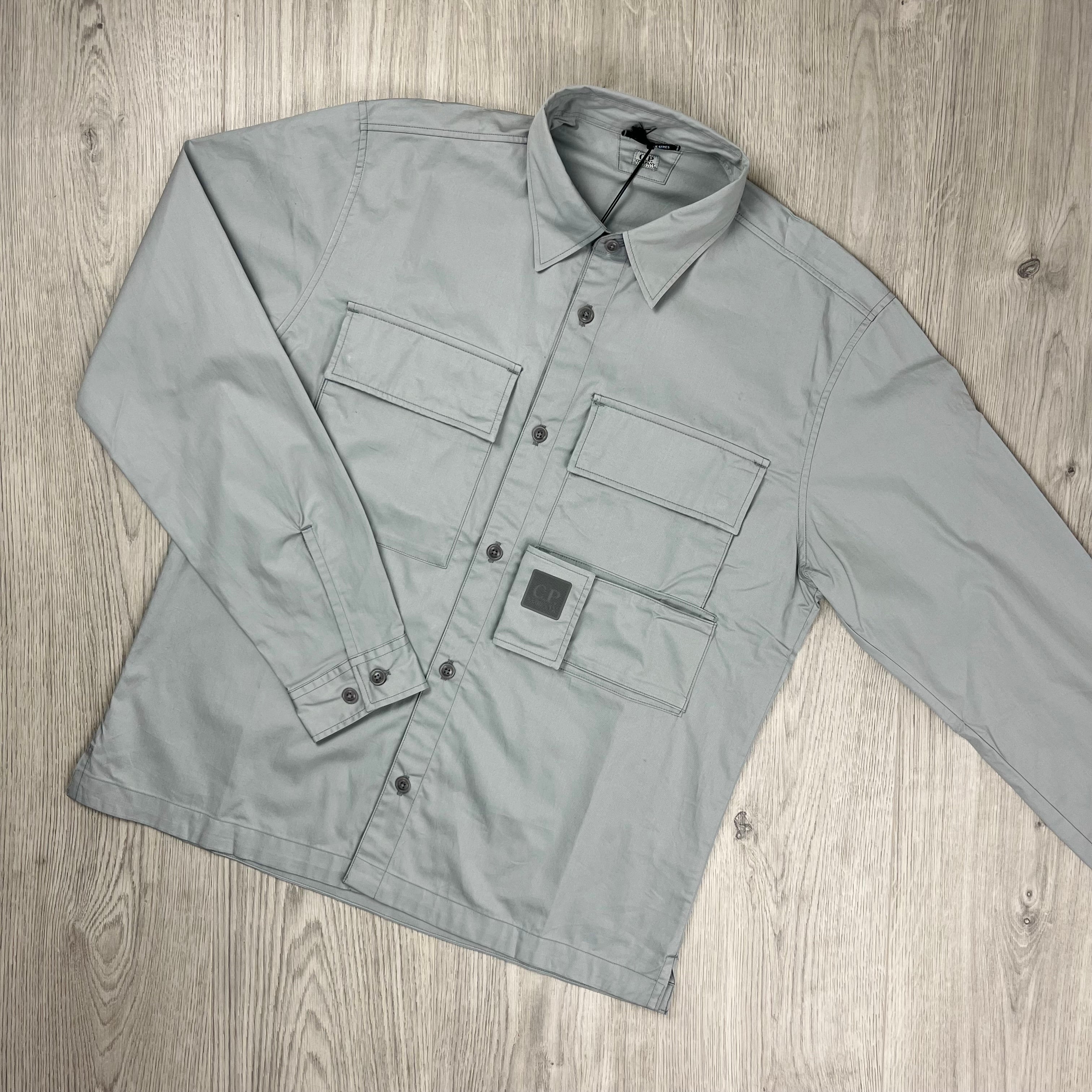 CP Company Metropolis Series Overshirt in Limestone Grey. On sale at Open Attire.