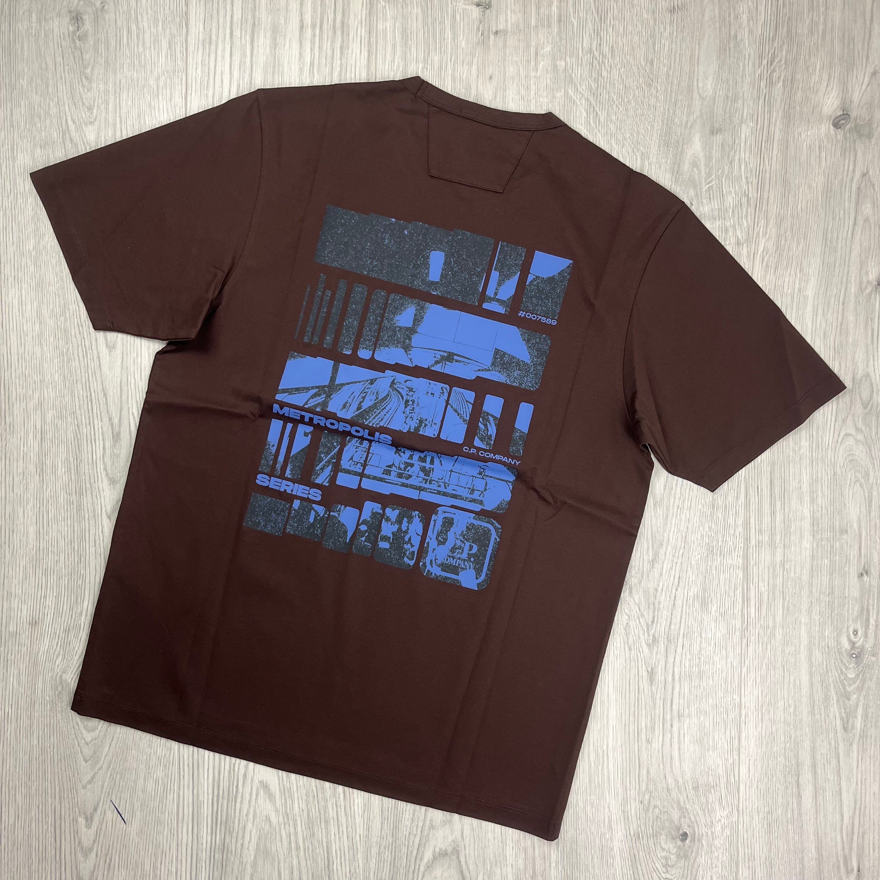 CP Company Metropolis Series T-Shirt in Rum Raisin. On sale at Open Attire.