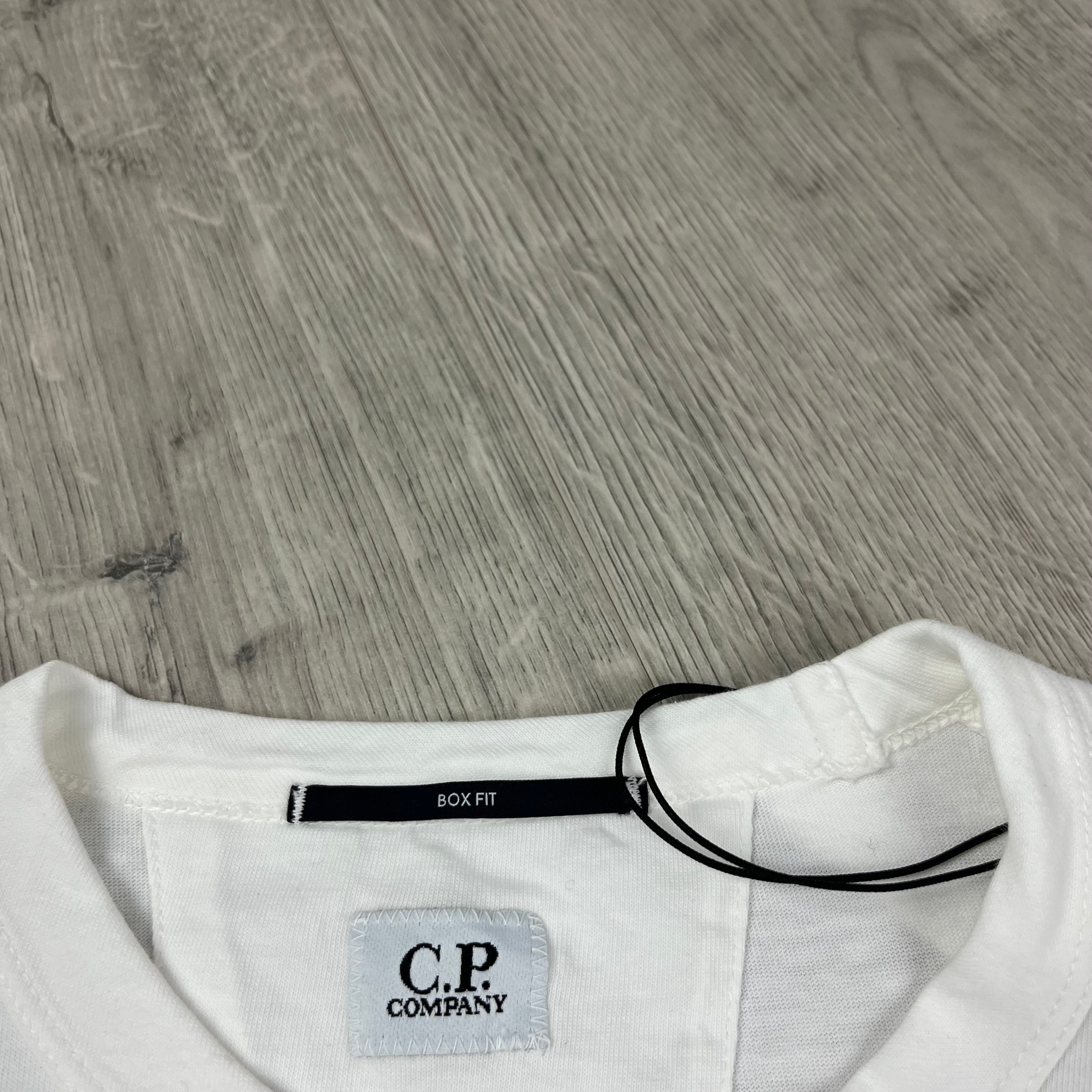 CP Company Boxy Fit T-Shirt in Gauze White. On sale at Open Attire.