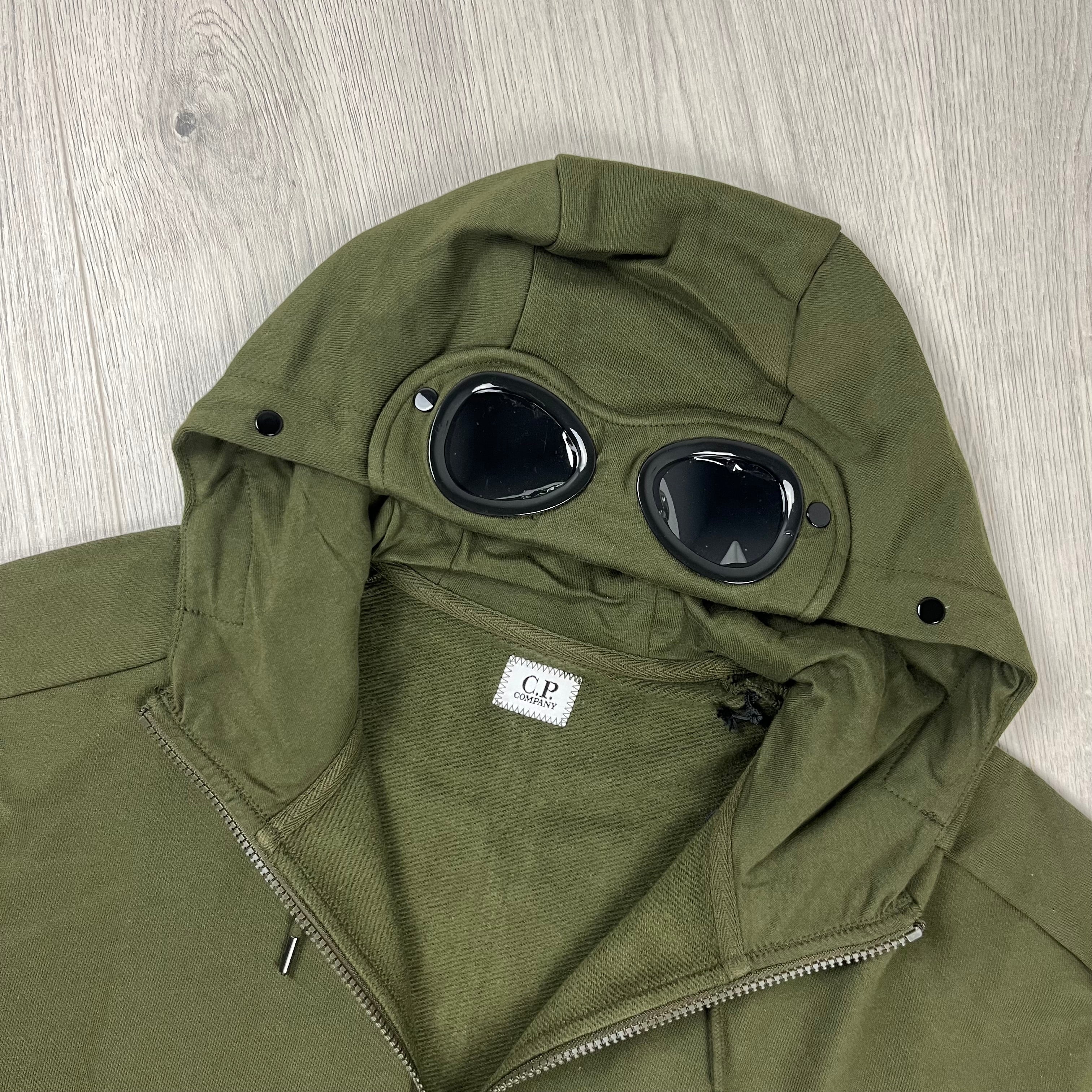 CP Company | Men's Raised Fleece Goggle Hoodie | Ivy Green