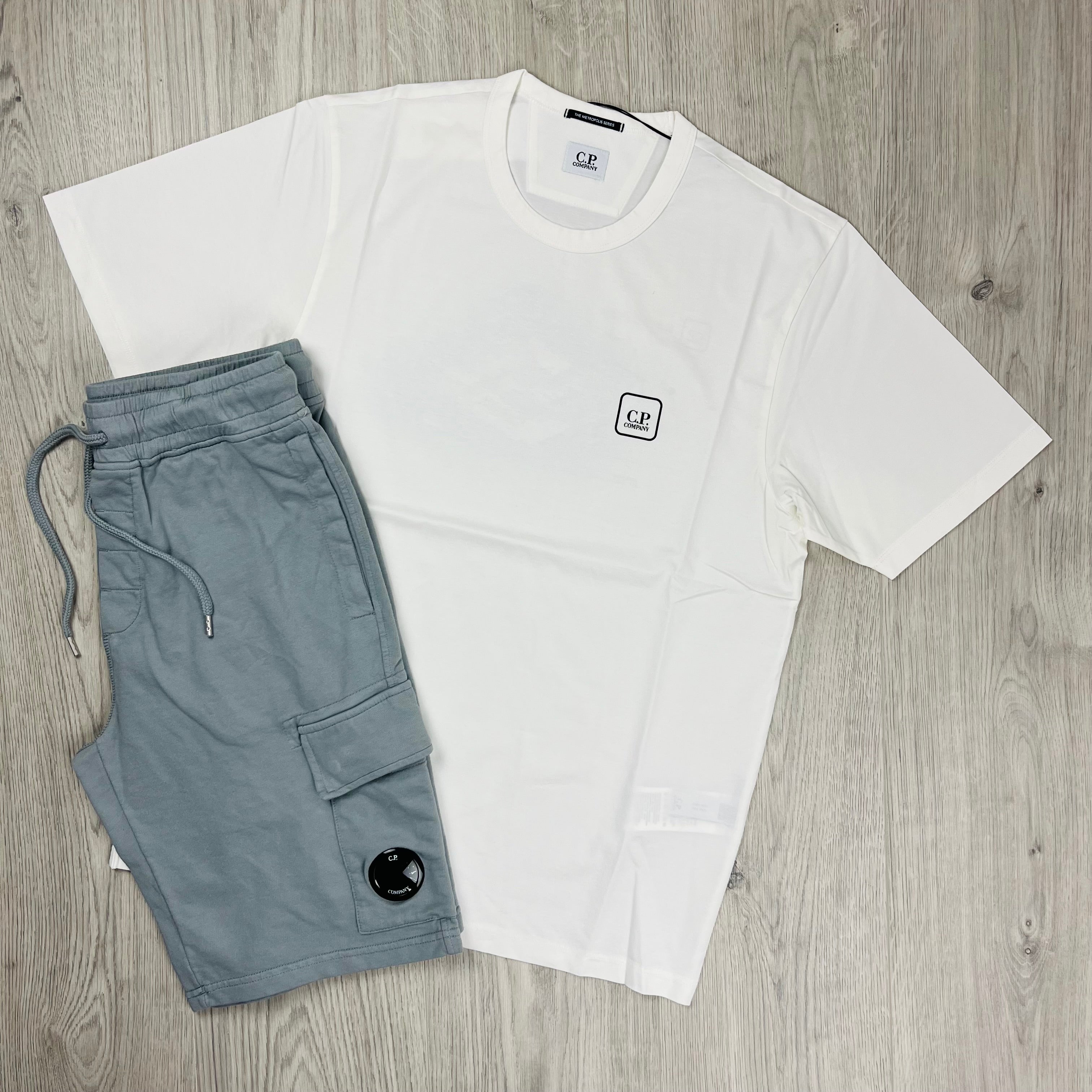 CP Company Set in Gauze White in Shadow Grey. On sale at Open Attire.