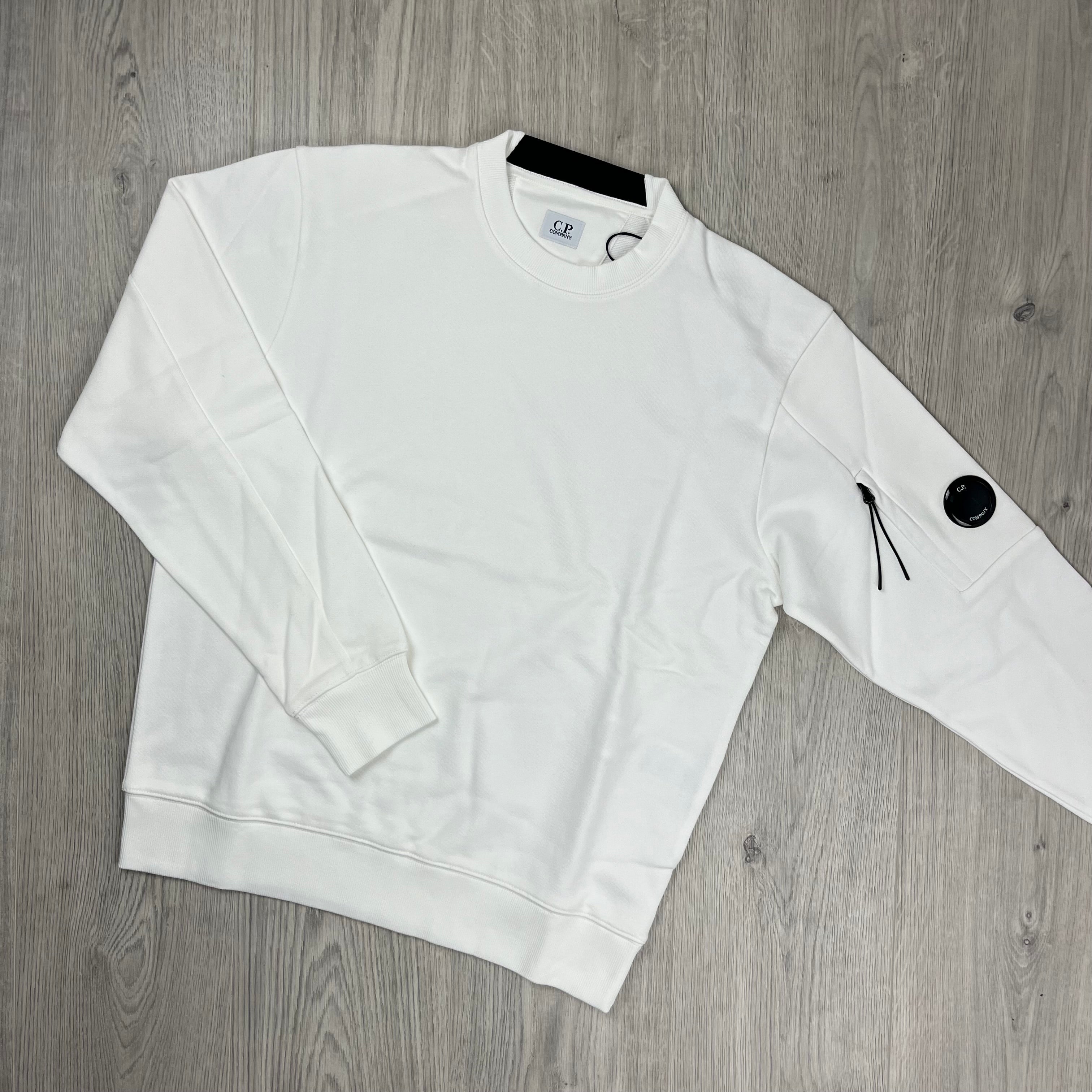 CP Company Raised Fleece Sweatshirt in Gauze White. On sale at Open Attire.