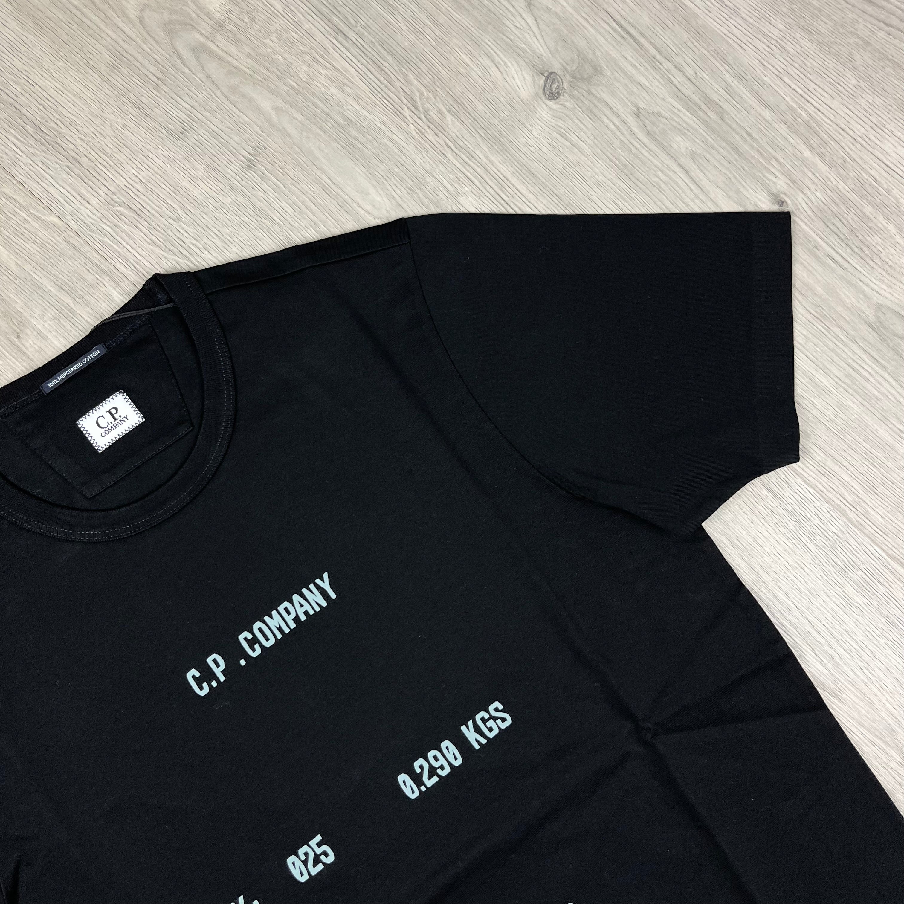 CP Company Typographic T-Shirt in Black. On sale at Open Attire.