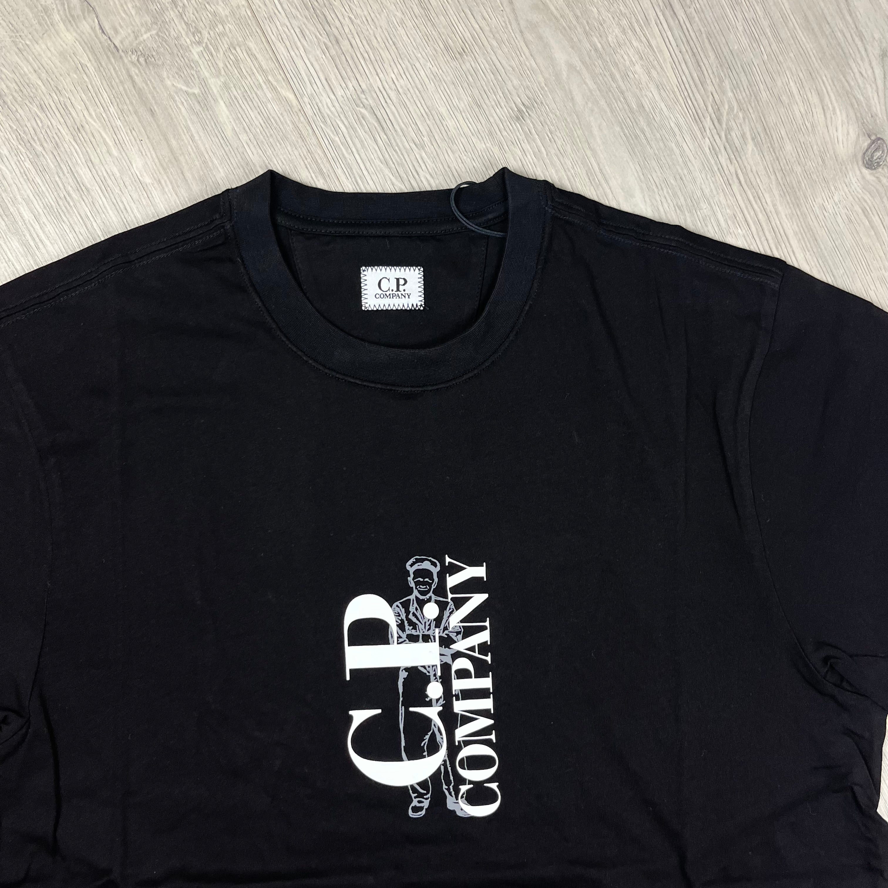 CP Company 30/1 Vertical Sailor T-Shirt in Black. On sale at Open Attire.