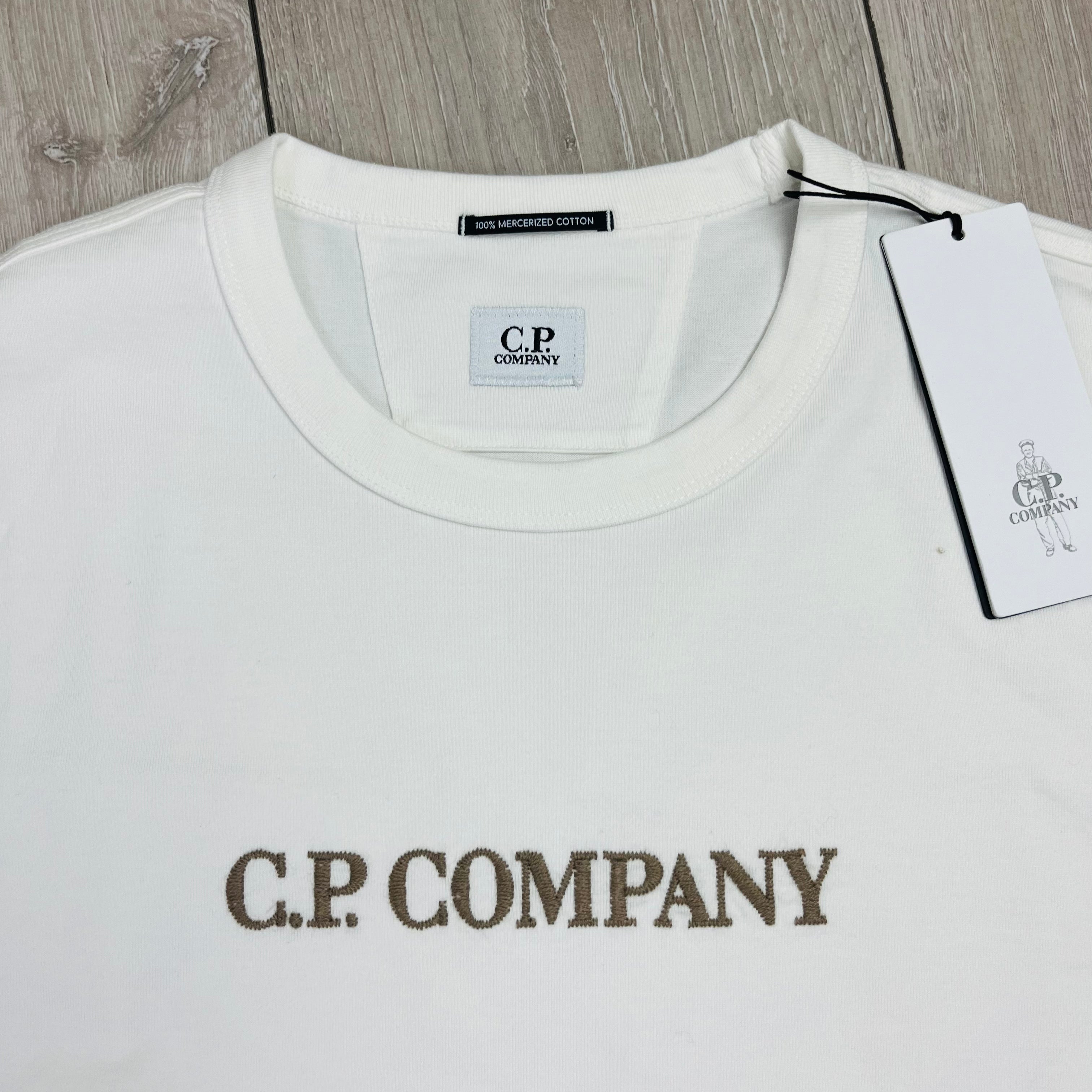 CP Company 30/2 Mercerized T-shirt in Gauze White. On sale at Open Attire.