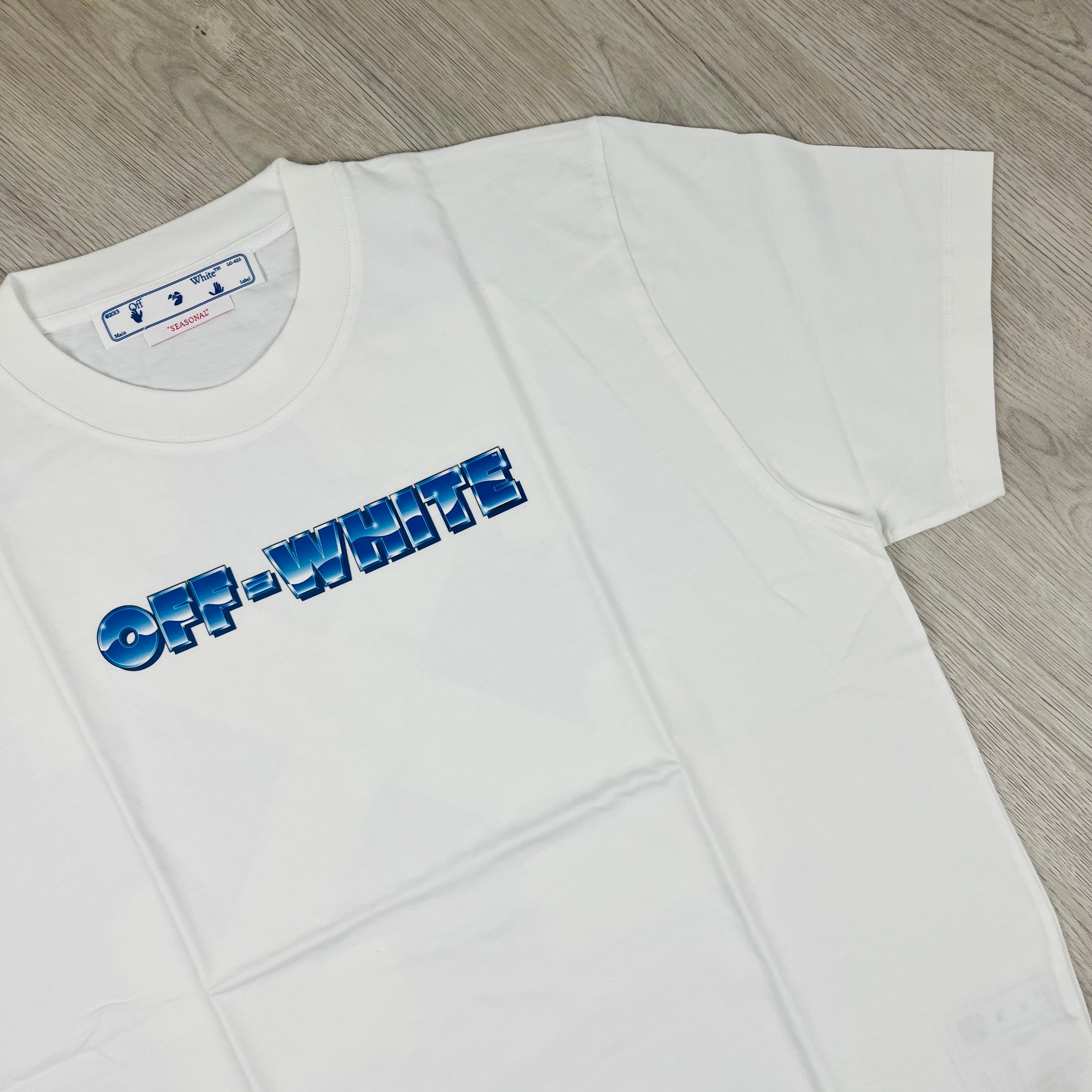 Off-White c/o Virgil Abloh Metal Arrows T-Shirt in White. On sale at Open Attire.