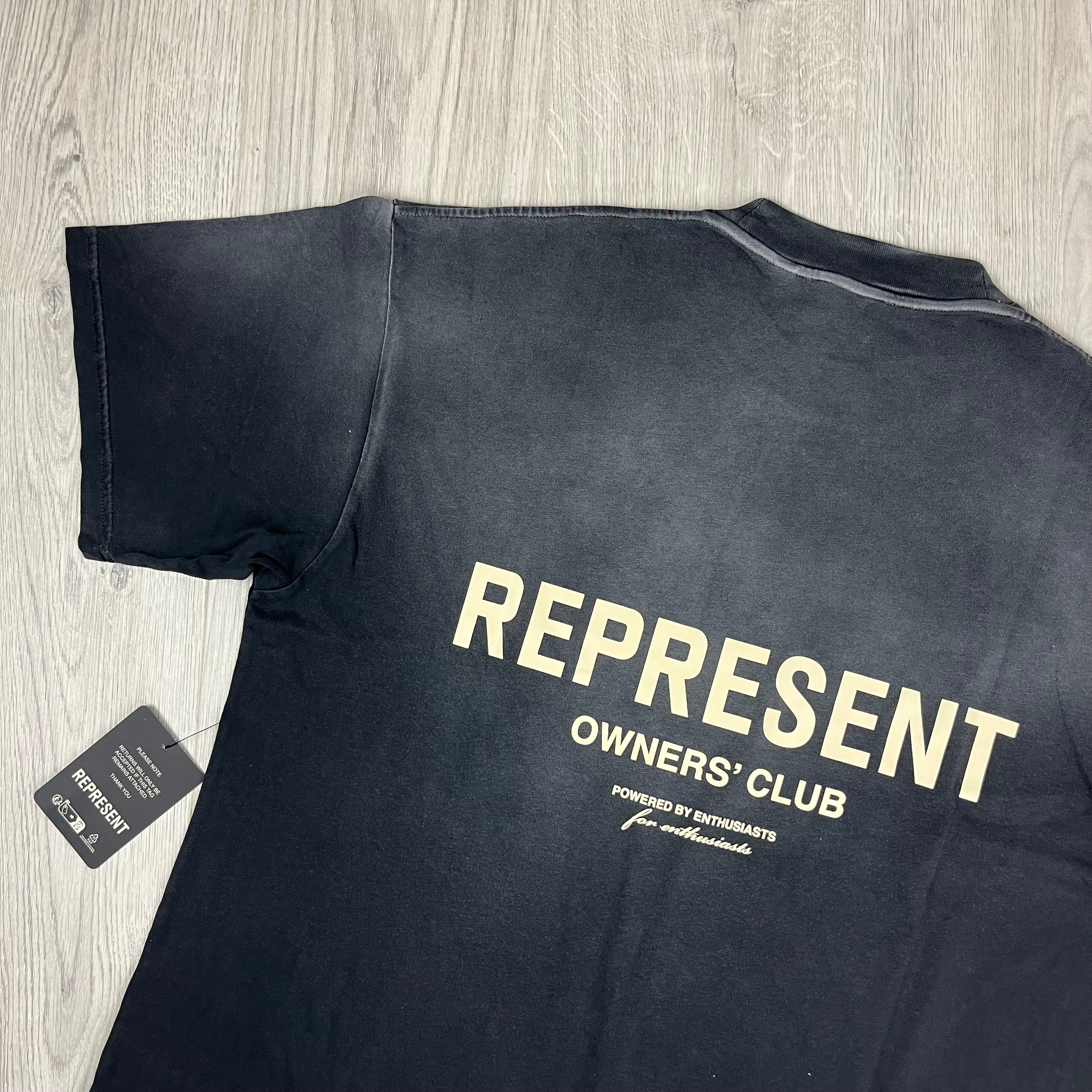 Represent 'Owners Club' T-Shirt in Aged Black. On sale at Open Attire.
