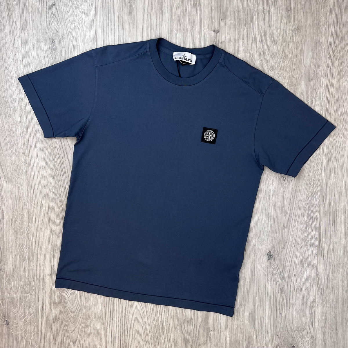 Front view of the Stone Island 30/1 Patch T-Shirt in Slate Blue.