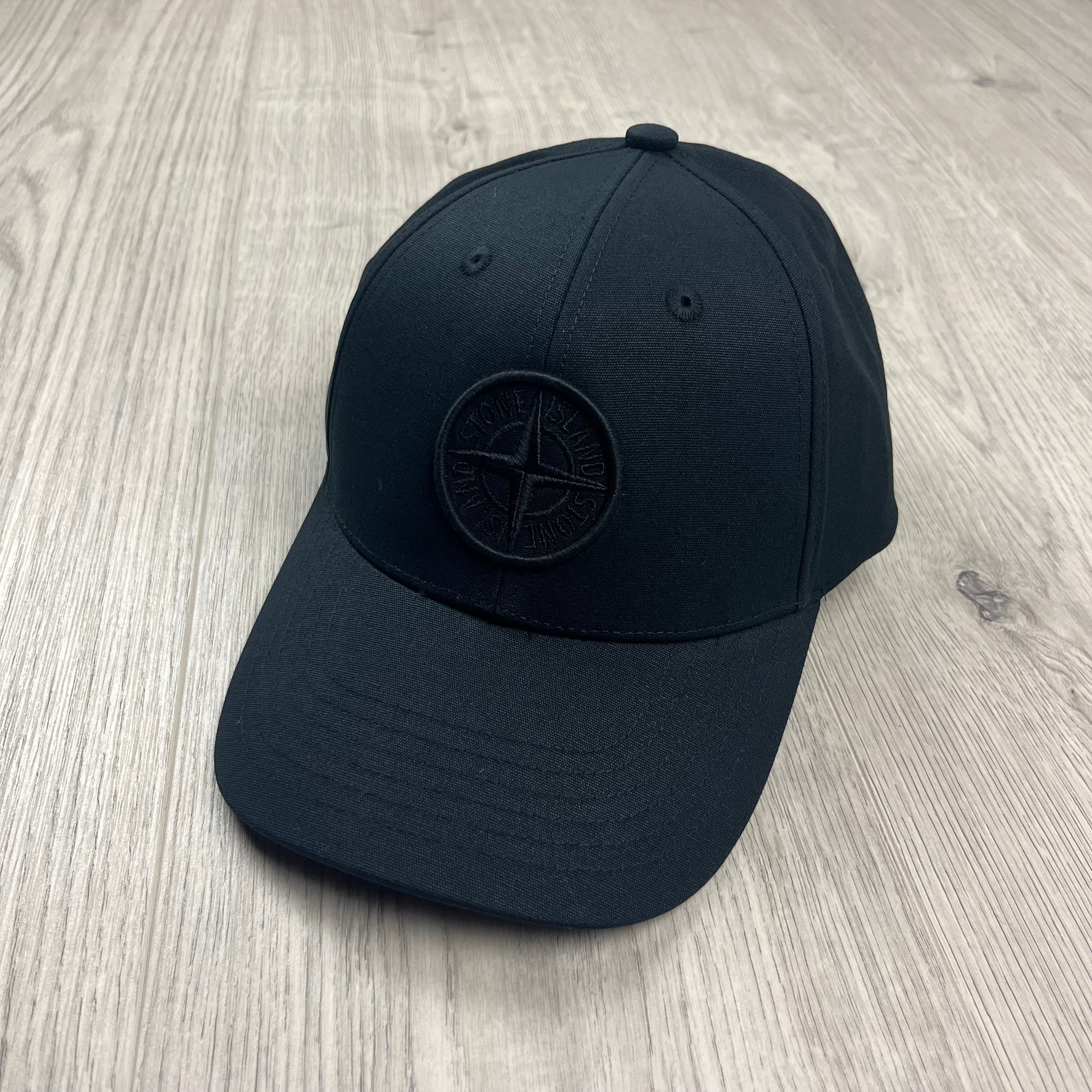 Stone Island Cotton Reps Baseball Cap in Black. On sale at Open Attire.