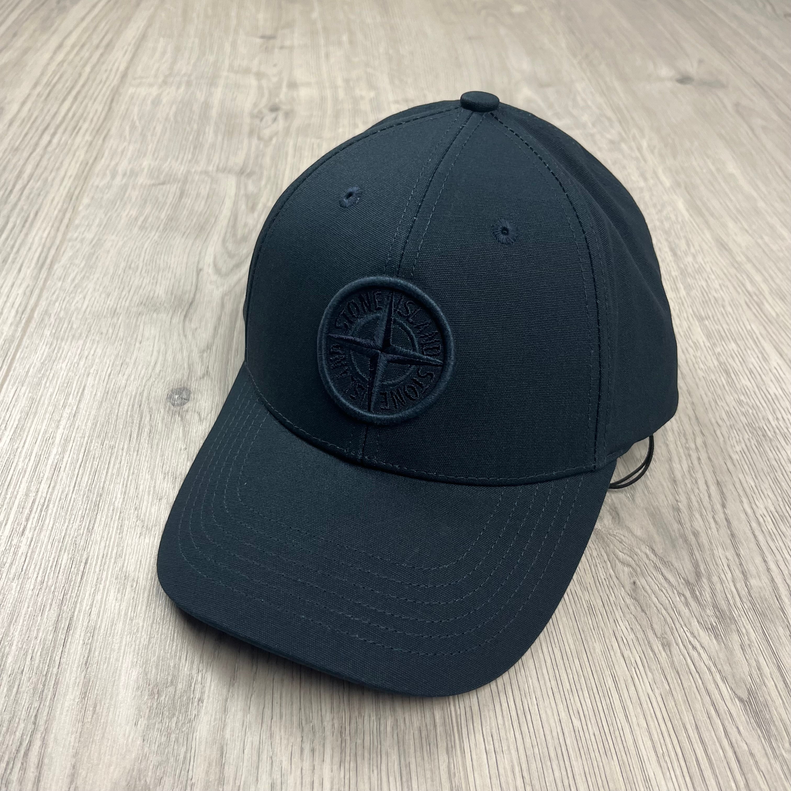 Stone Island Cotton Reps Baseball Cap in Navy Blue. On sale at Open Attire.