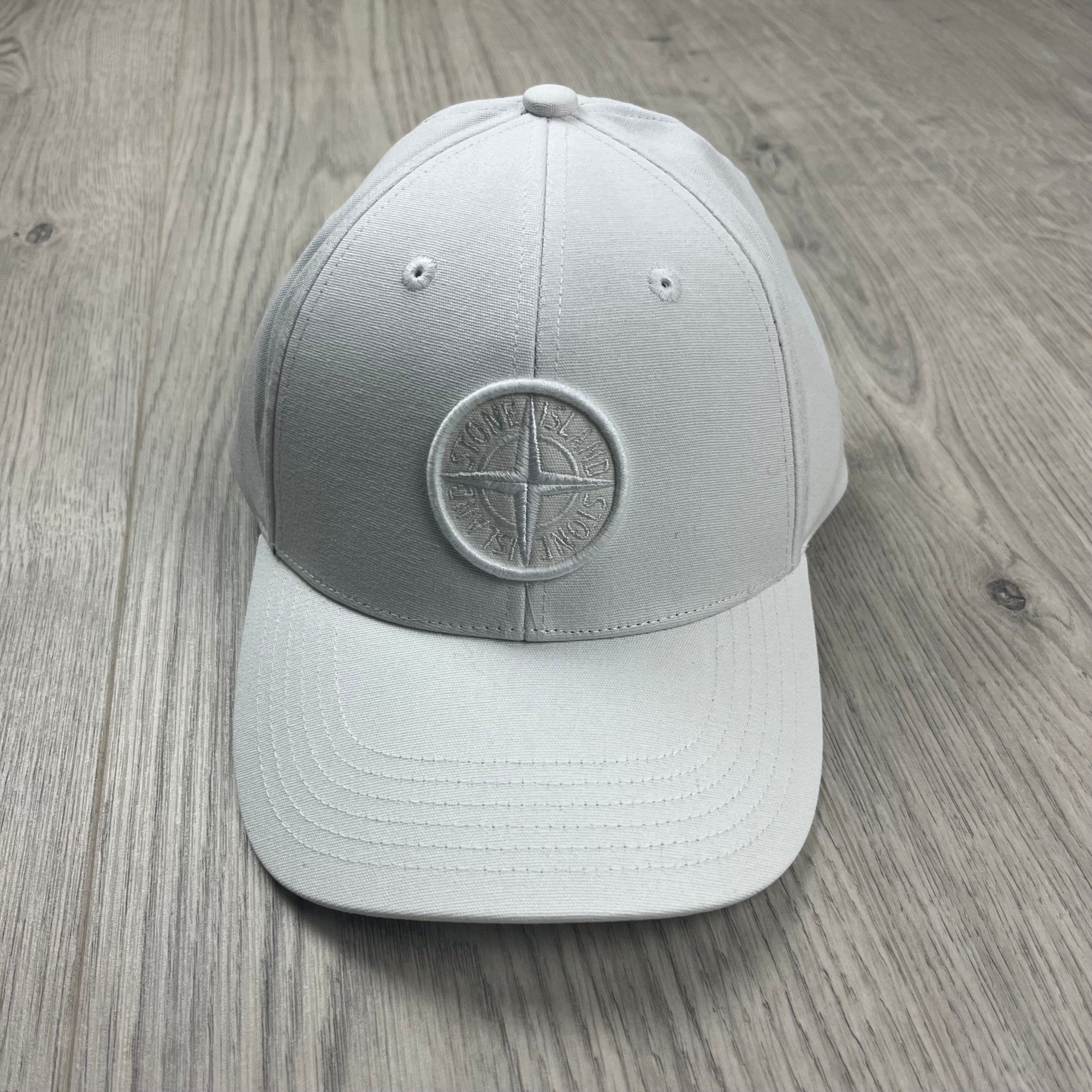 Stone Island Cotton Reps Baseball Cap in White. On sale at Open Attire.