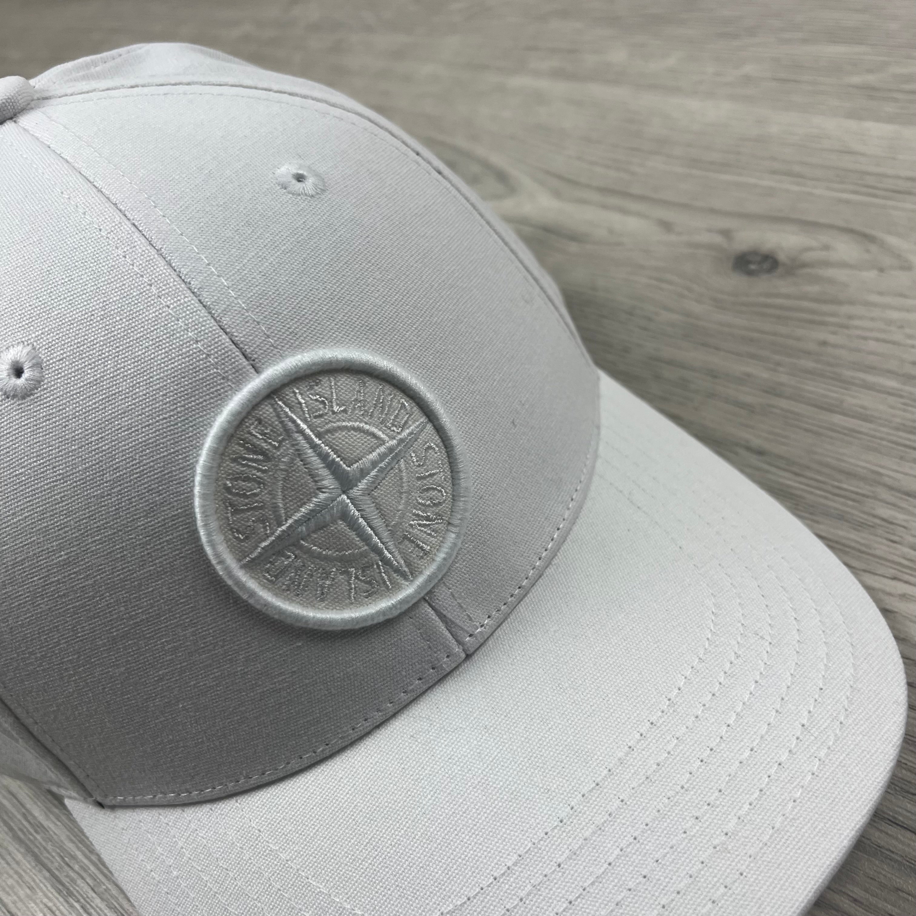 Stone Island Cotton Reps Baseball Cap in White. On sale at Open Attire.