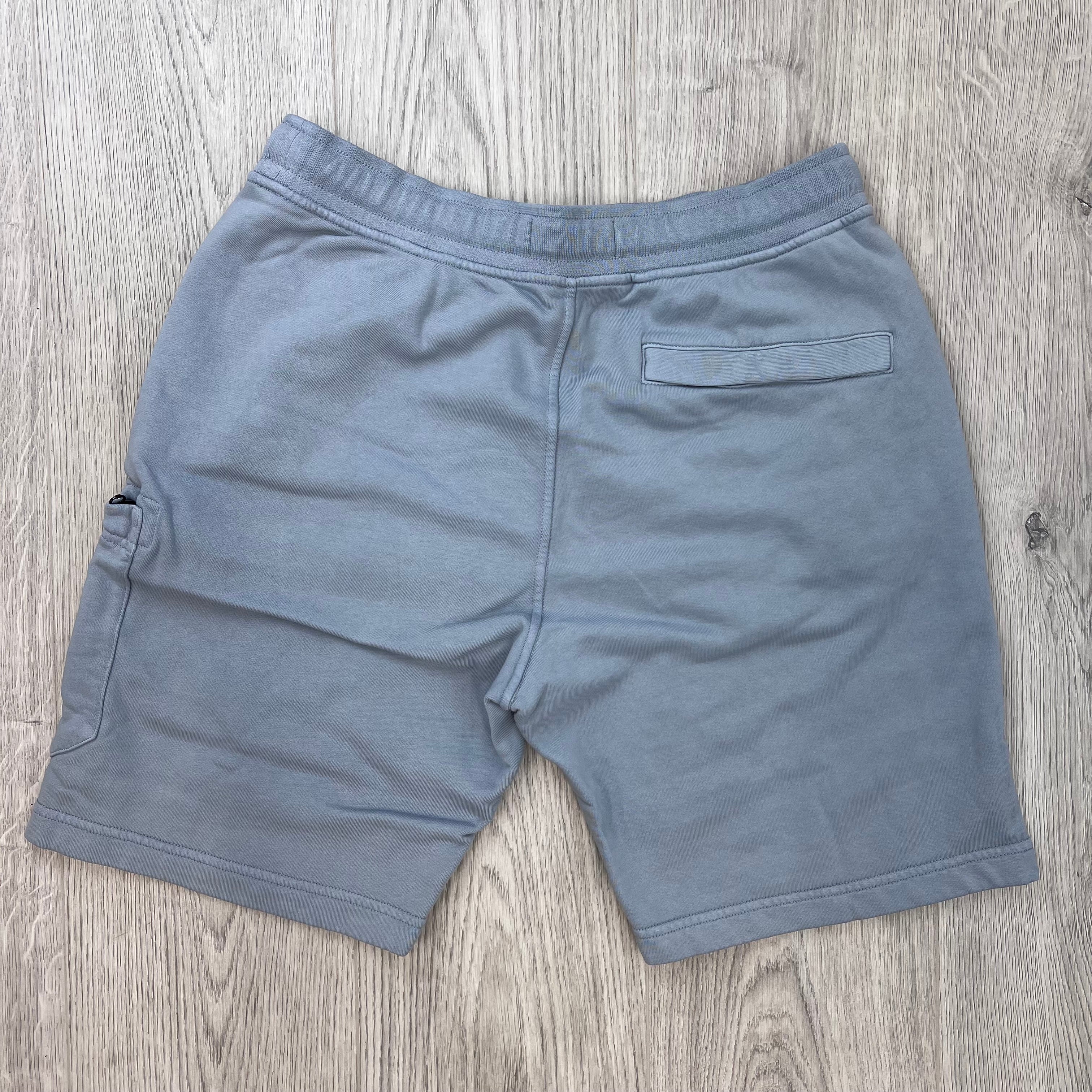 Rear view of the Stone Island Jersey Shorts in Ash Grey. 