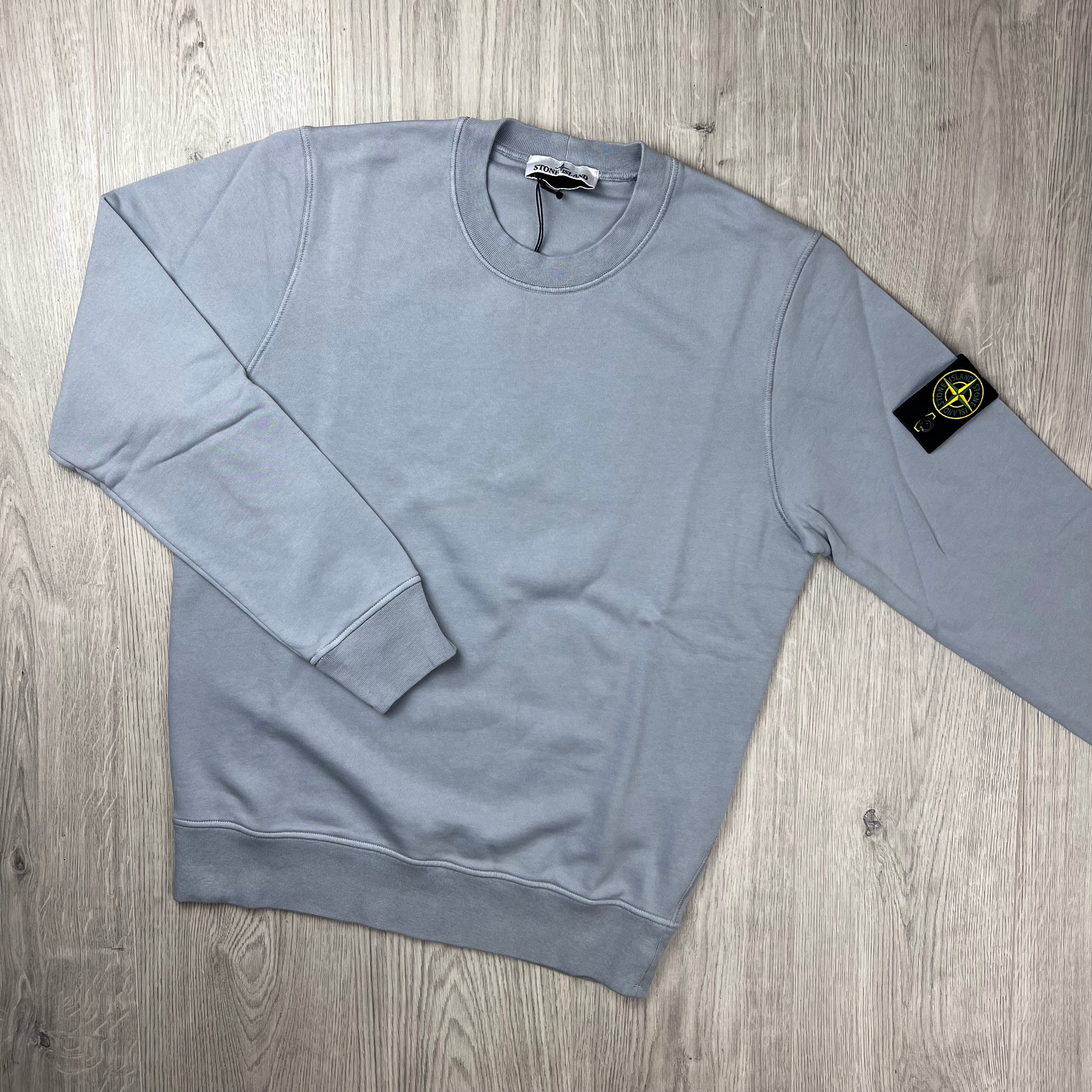 Front view of the Stone Island Crewneck Sweatshirt in Ash Grey.