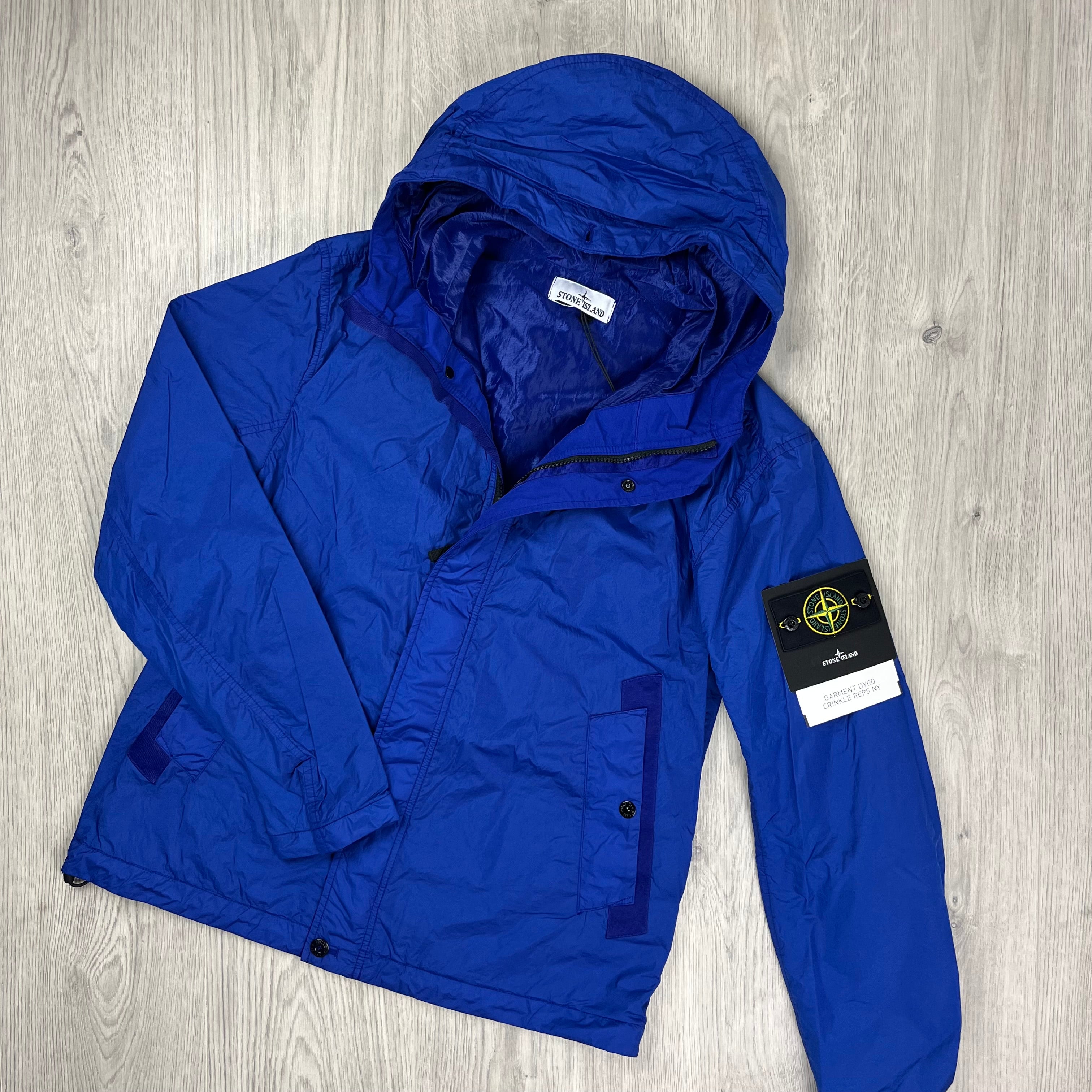 Stone Island Crinkle Reps R-NY Jacket in Bright Blue. On sale at Open Attire.