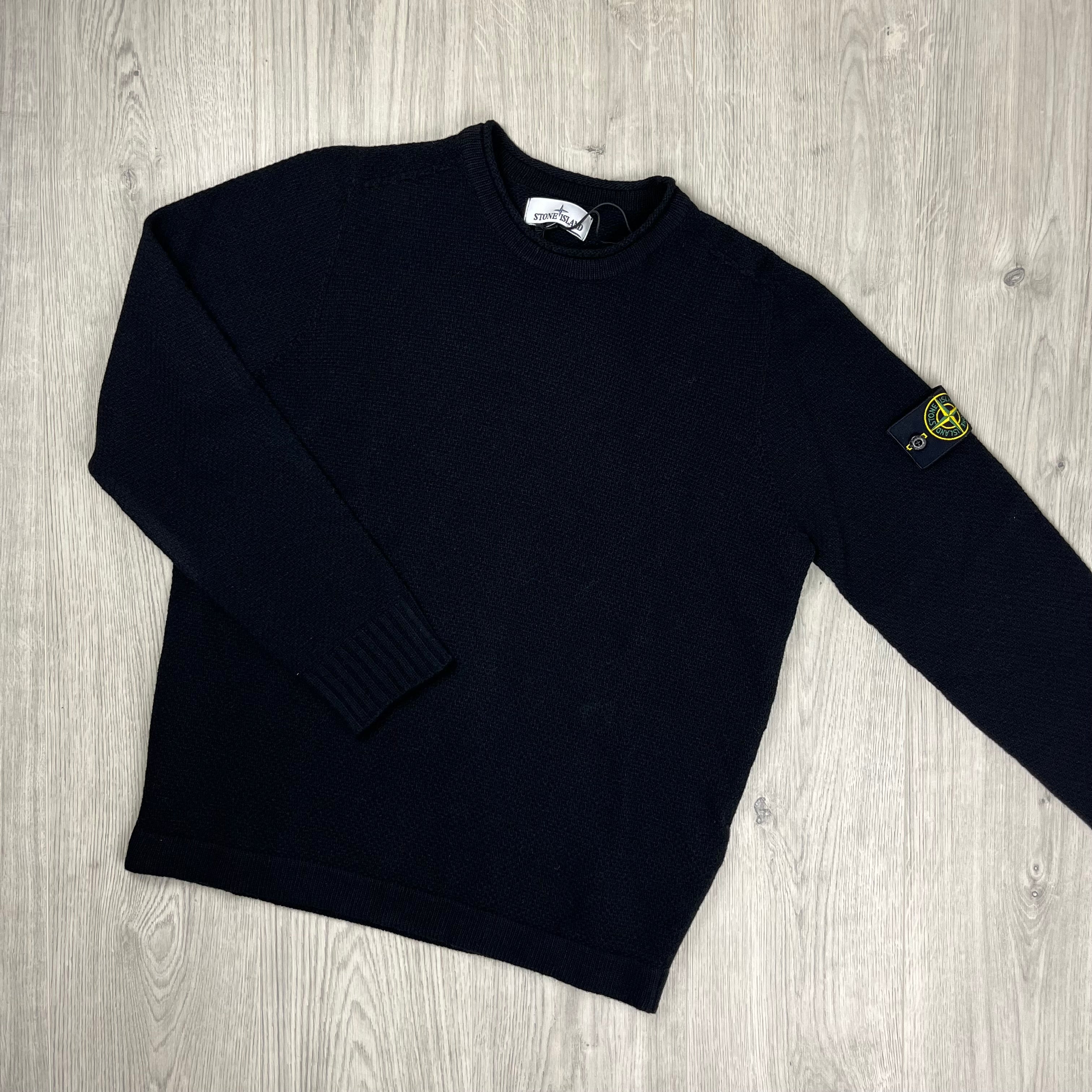 Stone Island Lambswool Sweatshirt in Black. On sale at Open Attire.