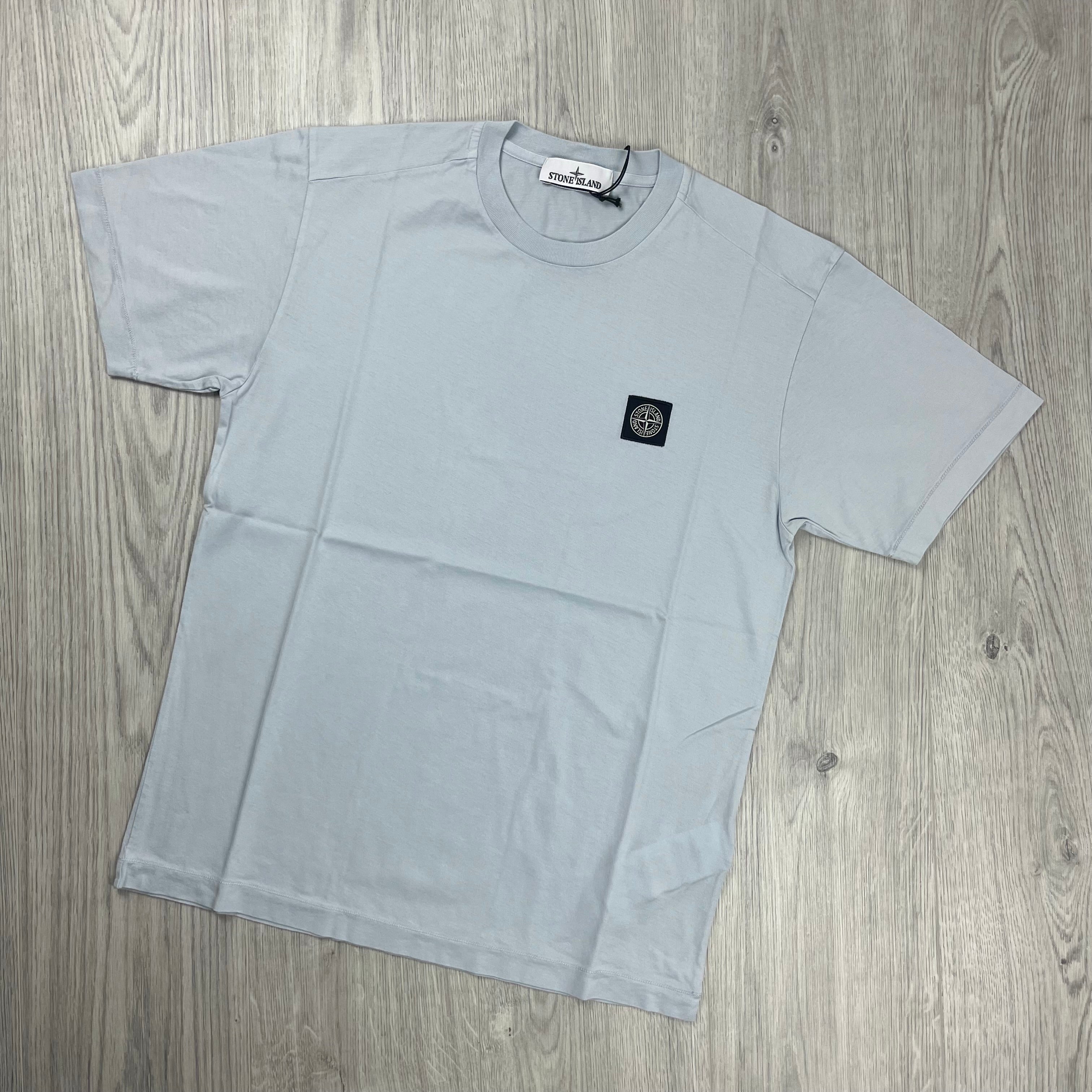 Stone Island 60/2 Patch Logo T-Shirt in Sky Blue. On sale at Open Attire.