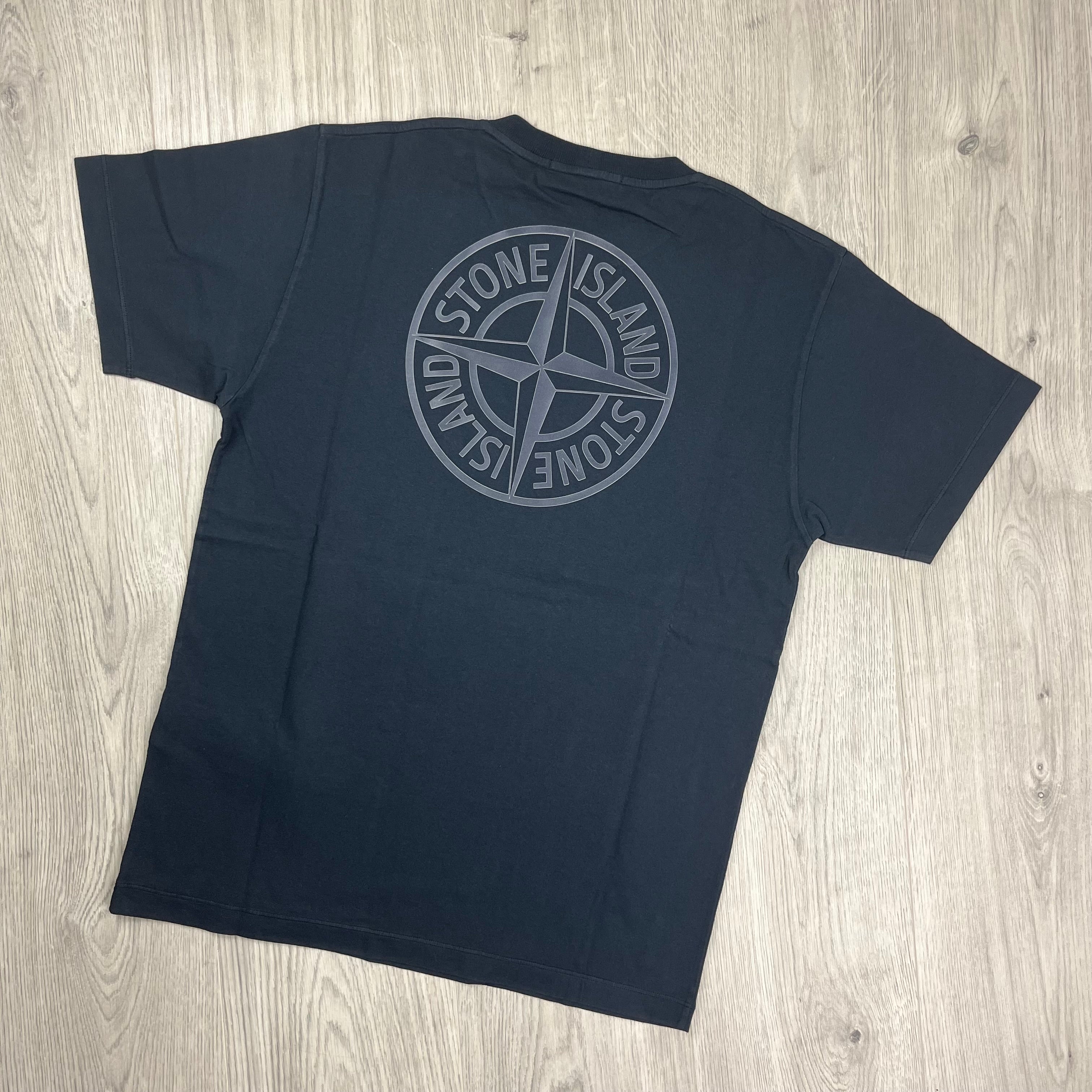 Stone Island 'Institutional Four' T-Shirt in Navy Blue. On sale at Open Attire.