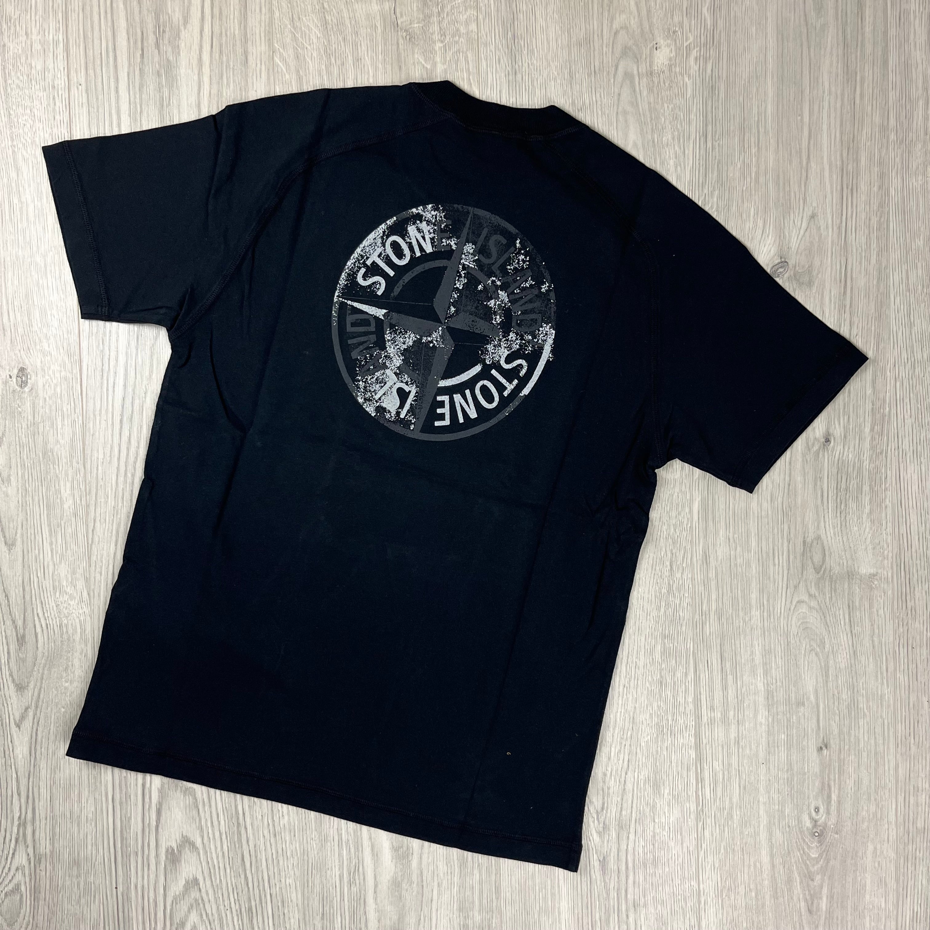 Stone Island Reflective 'Institutional One' T-Shirt in Black. On sale at Open Attire.
