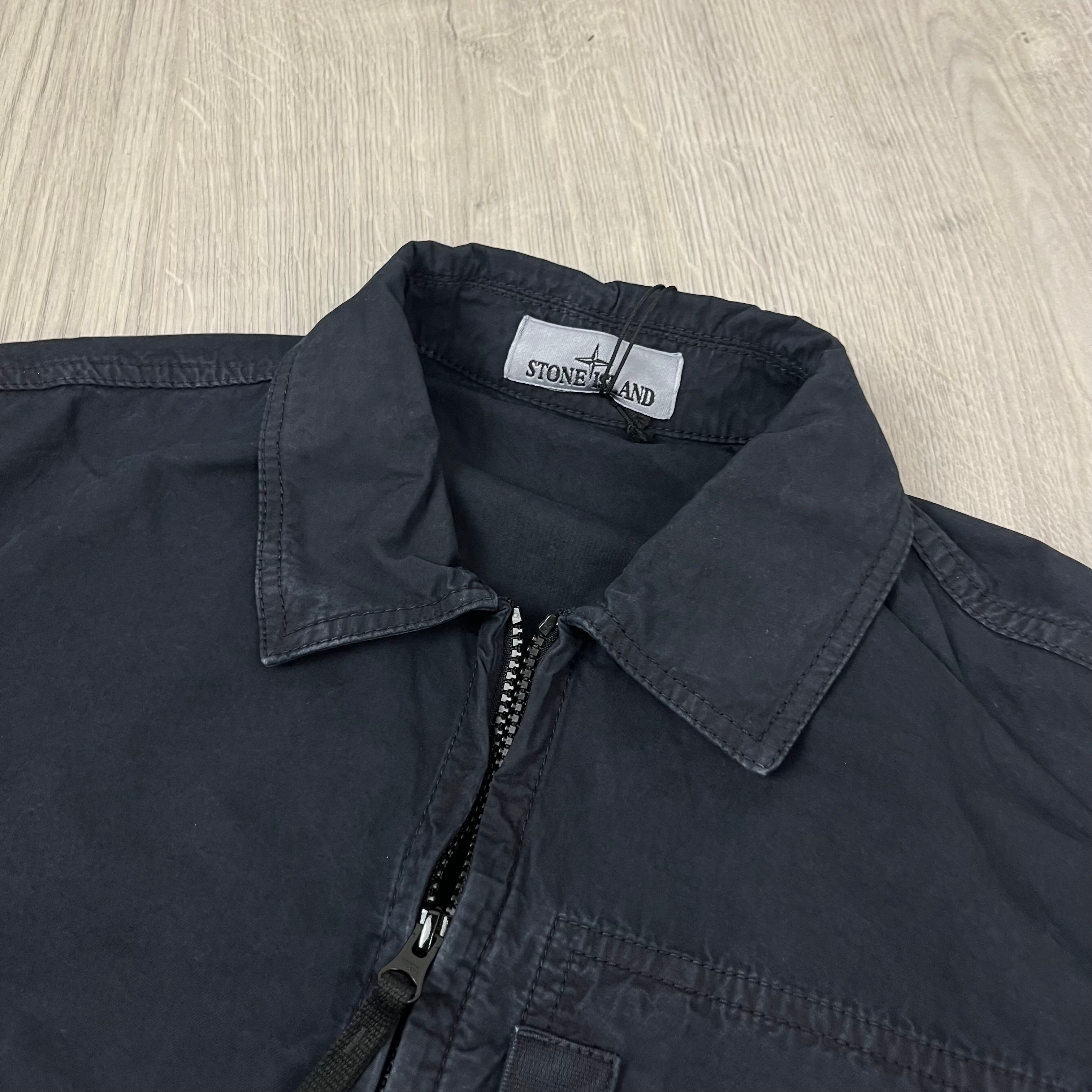 Stone Island | Men's Cotton Zip Overshirt | Navy Blue | Outlet Sale