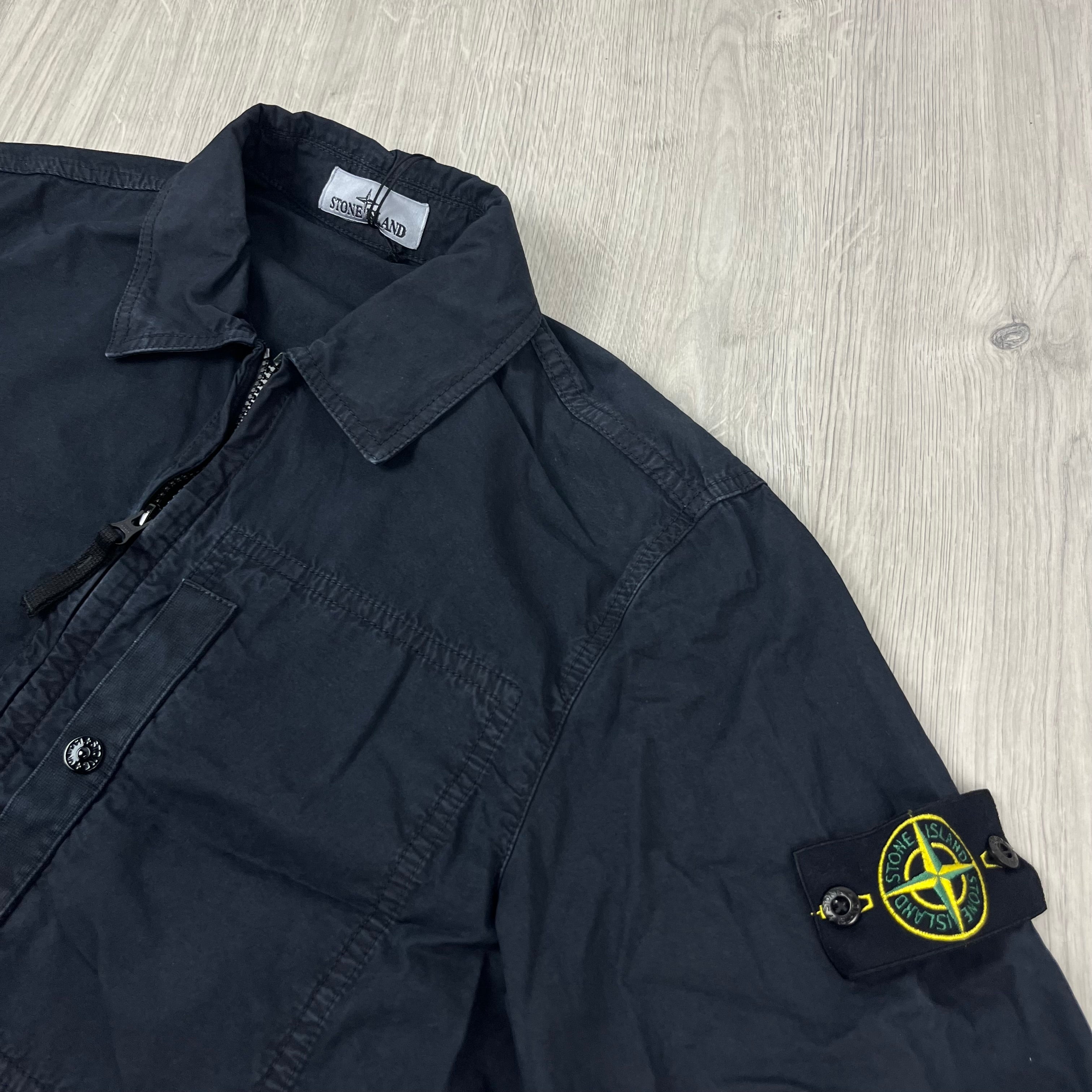 Stone Island | Men's Cotton Zip Overshirt | Navy Blue | Outlet Sale