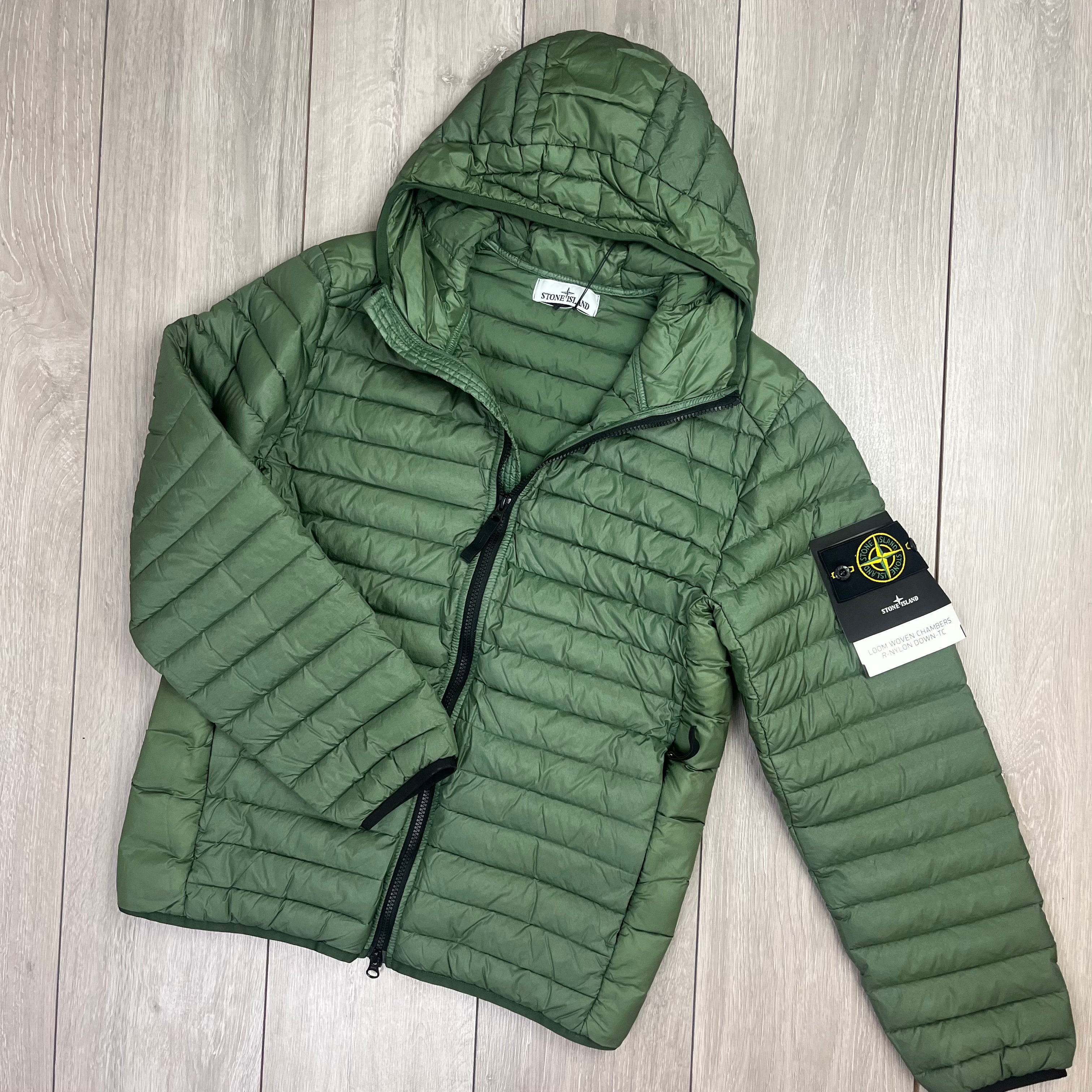 Stone Island Woven Down Jacket Olive S